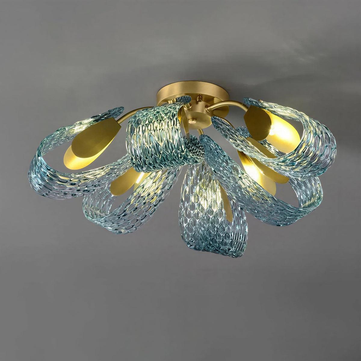 Modern Flush Mount Ceiling Light With Sculptural Glass Design