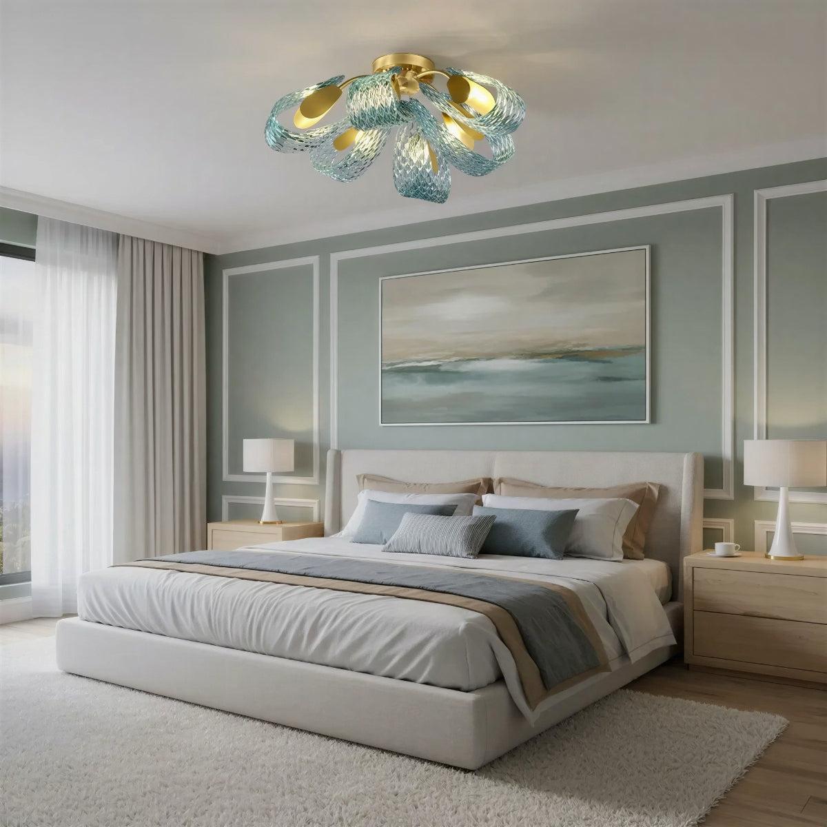 Modern Flush Mount Ceiling Light With Sculptural Glass Design