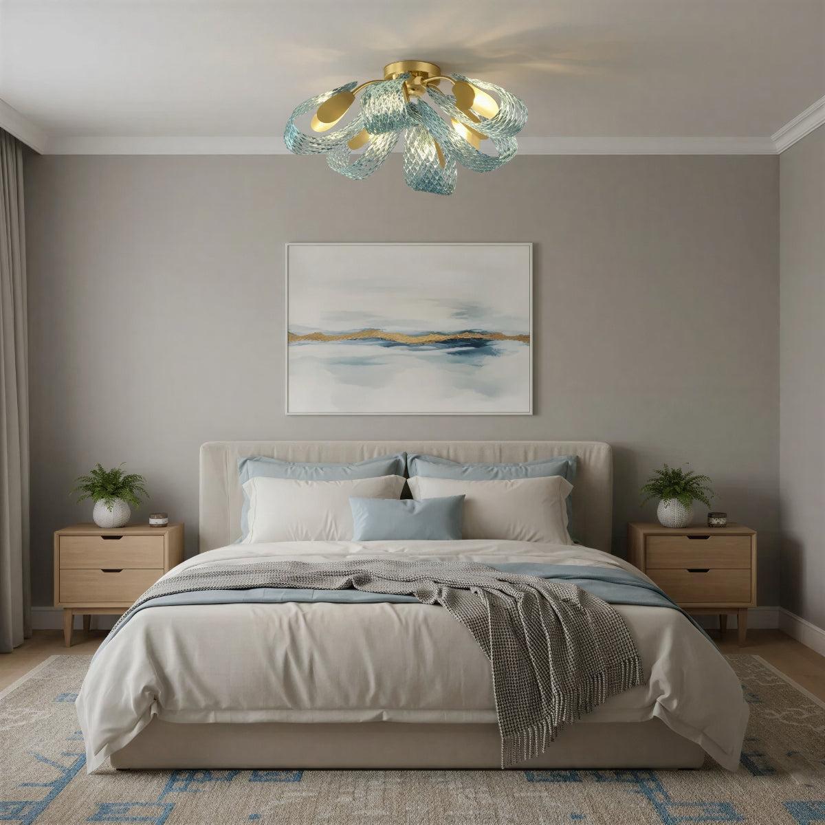 Modern Flush Mount Ceiling Light With Sculptural Glass Design