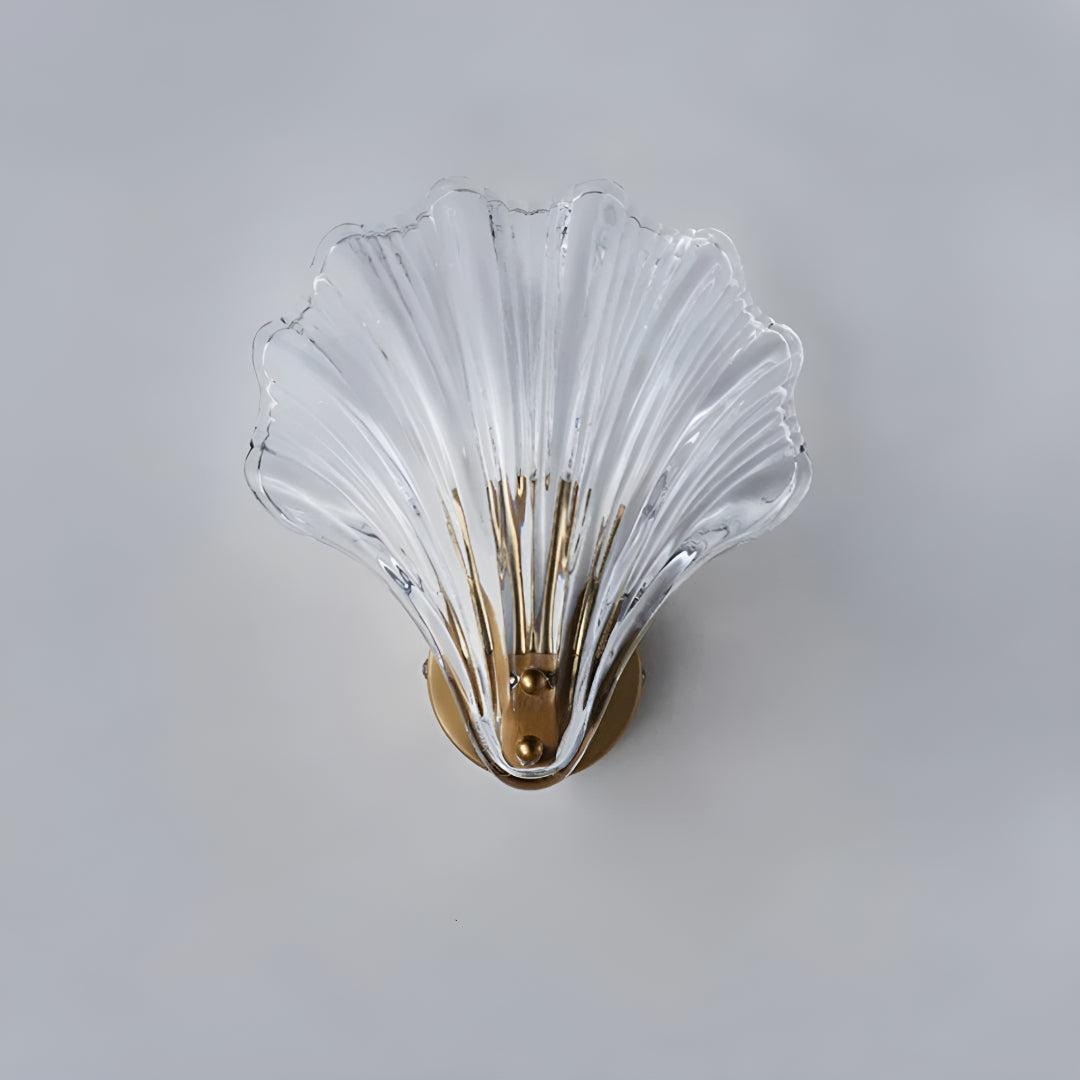 Modern Glass Shell Wall Sconce Light With Warm LED Glow