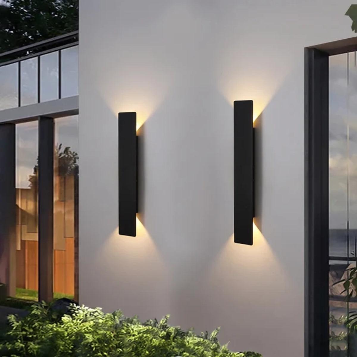 Modern Outdoor Wall Light With Up Down Lighting For Exterior Walls