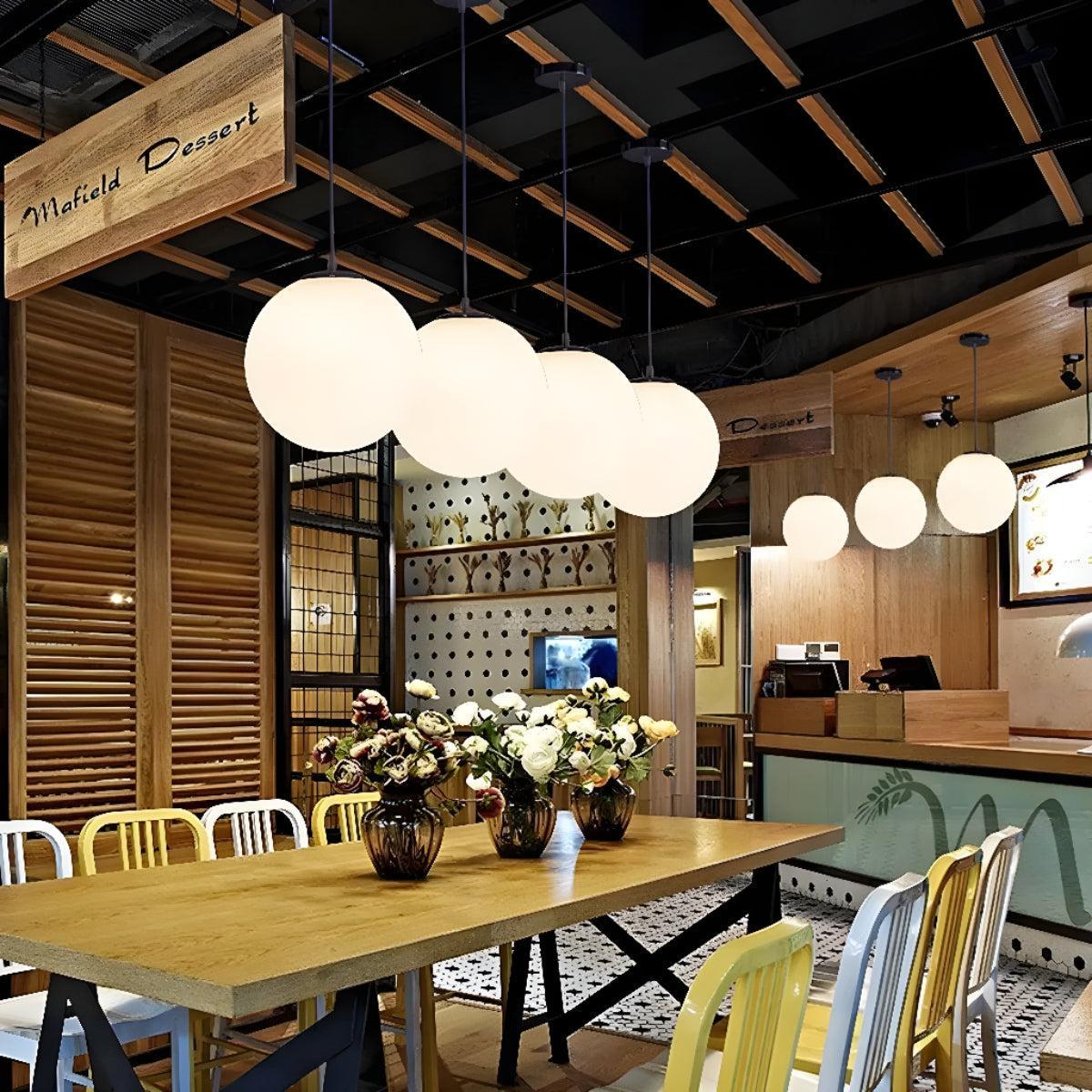 Modern Simple Glass Globe Pendant Light for Restaurants