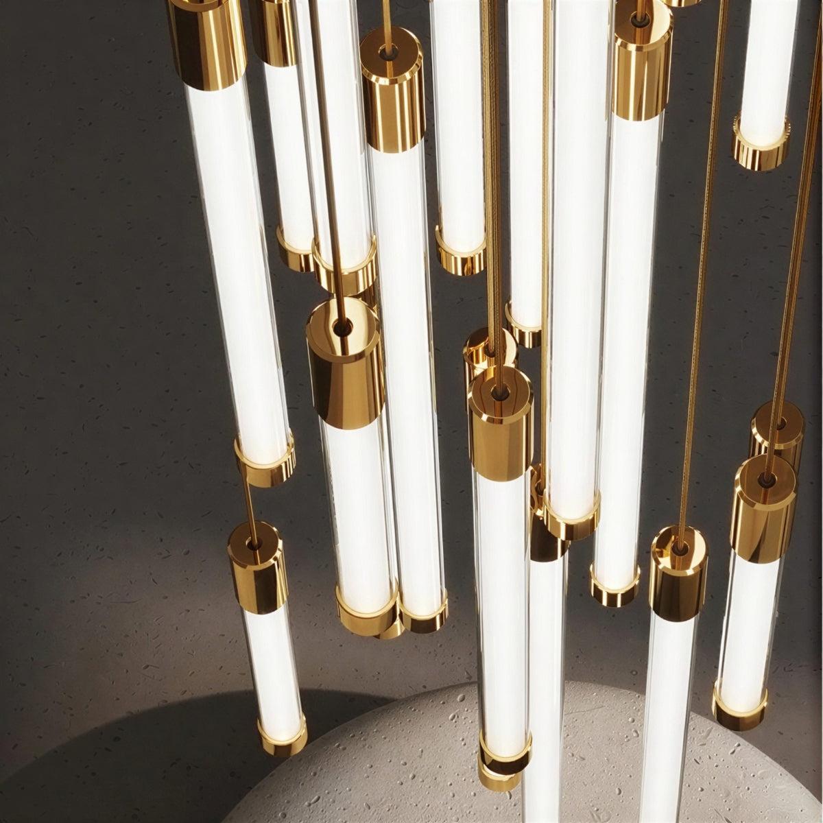 Modern Staircase Hanging Chandelier Light With Dimmable Vertical Tube Design