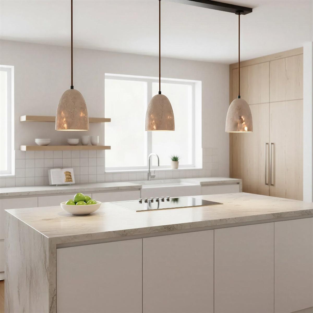 Modern Stone Pendant Light Fixture With Warm Glow