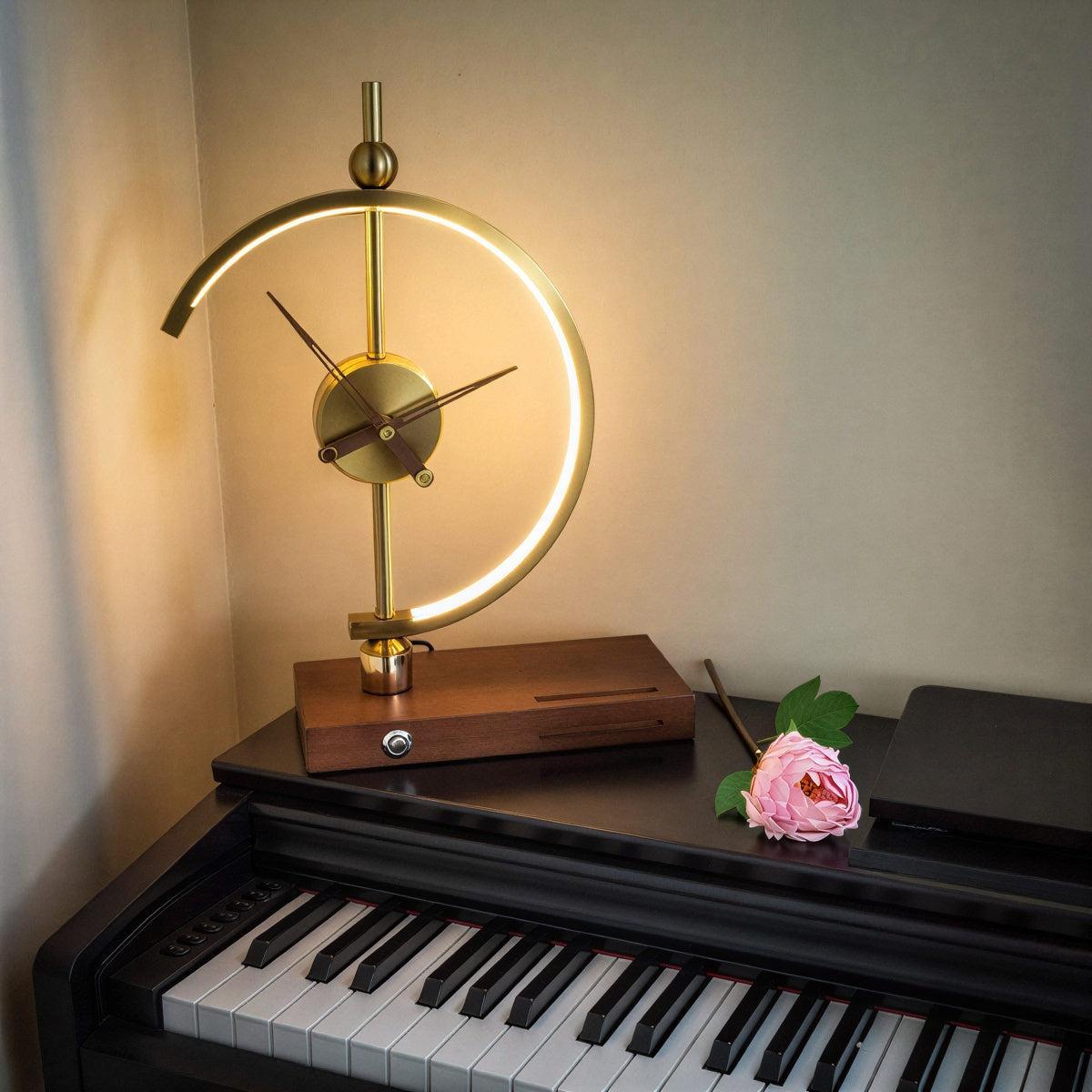 Modern Table Lamp With Clock and Wireless Phone Charging Station