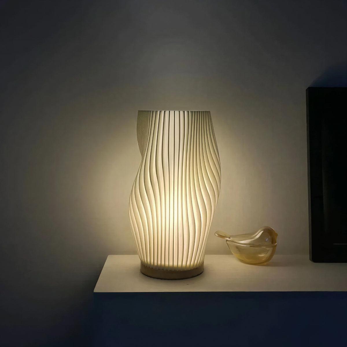 Modern Table Lamp With Curved Wave Styled Shade
