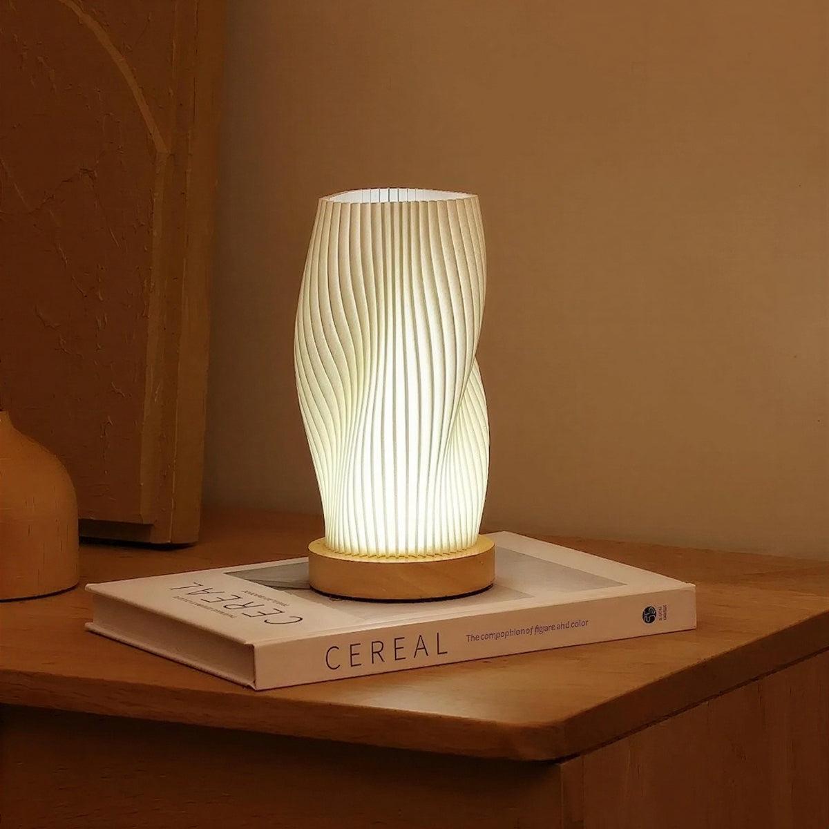 Modern Table Lamp With Curved Wave Styled Shade