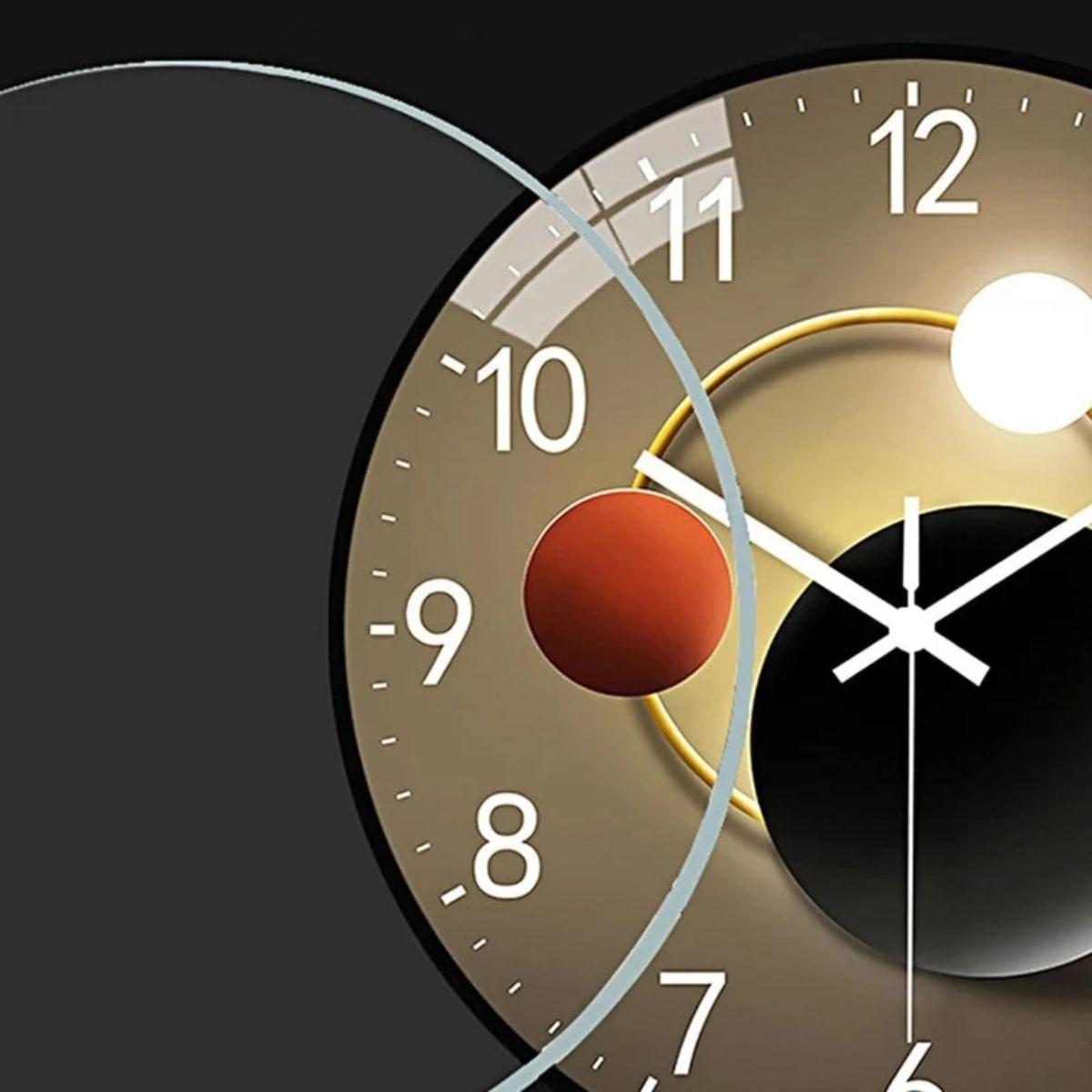 Modern Wall Clock with Silent Luminous Round Glass Face