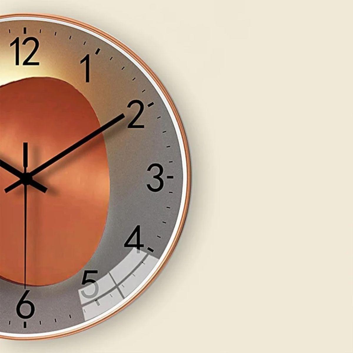 Modern Wall Clock with Silent Luminous Round Glass Face