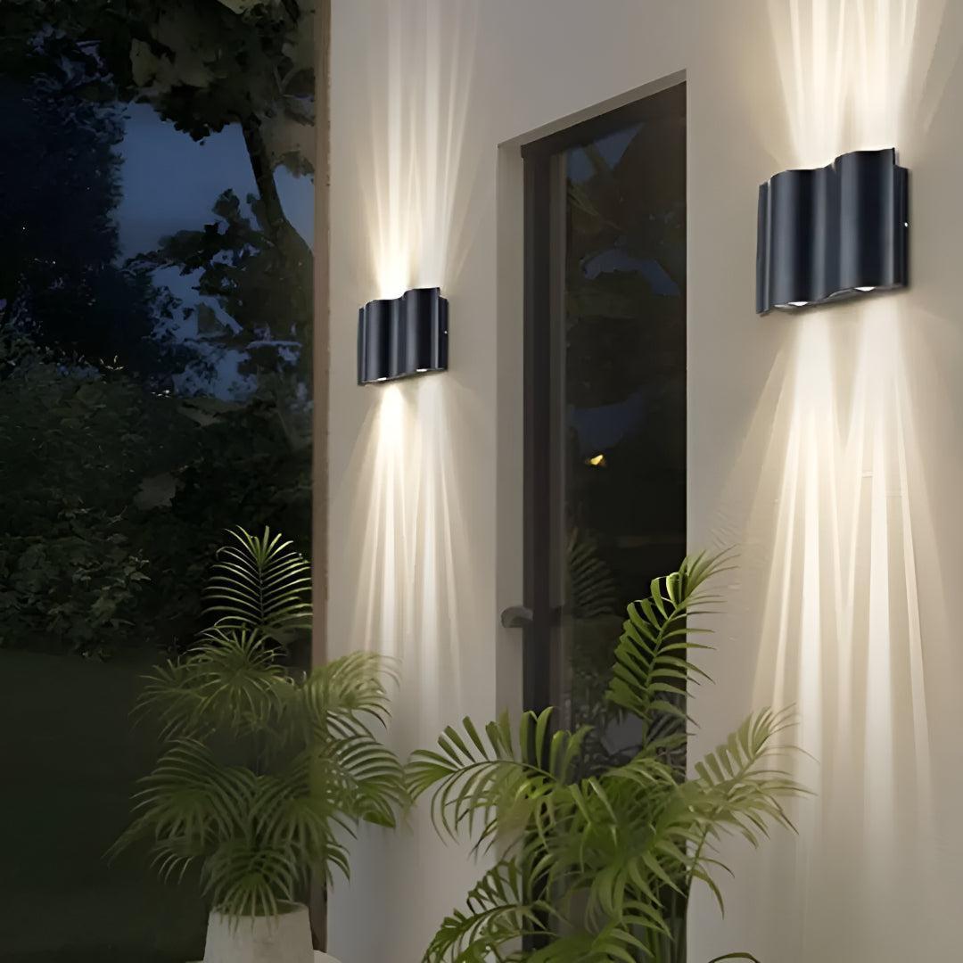 Modern Wave Designed Outdoor Wall Lights Up Down LED Sconce