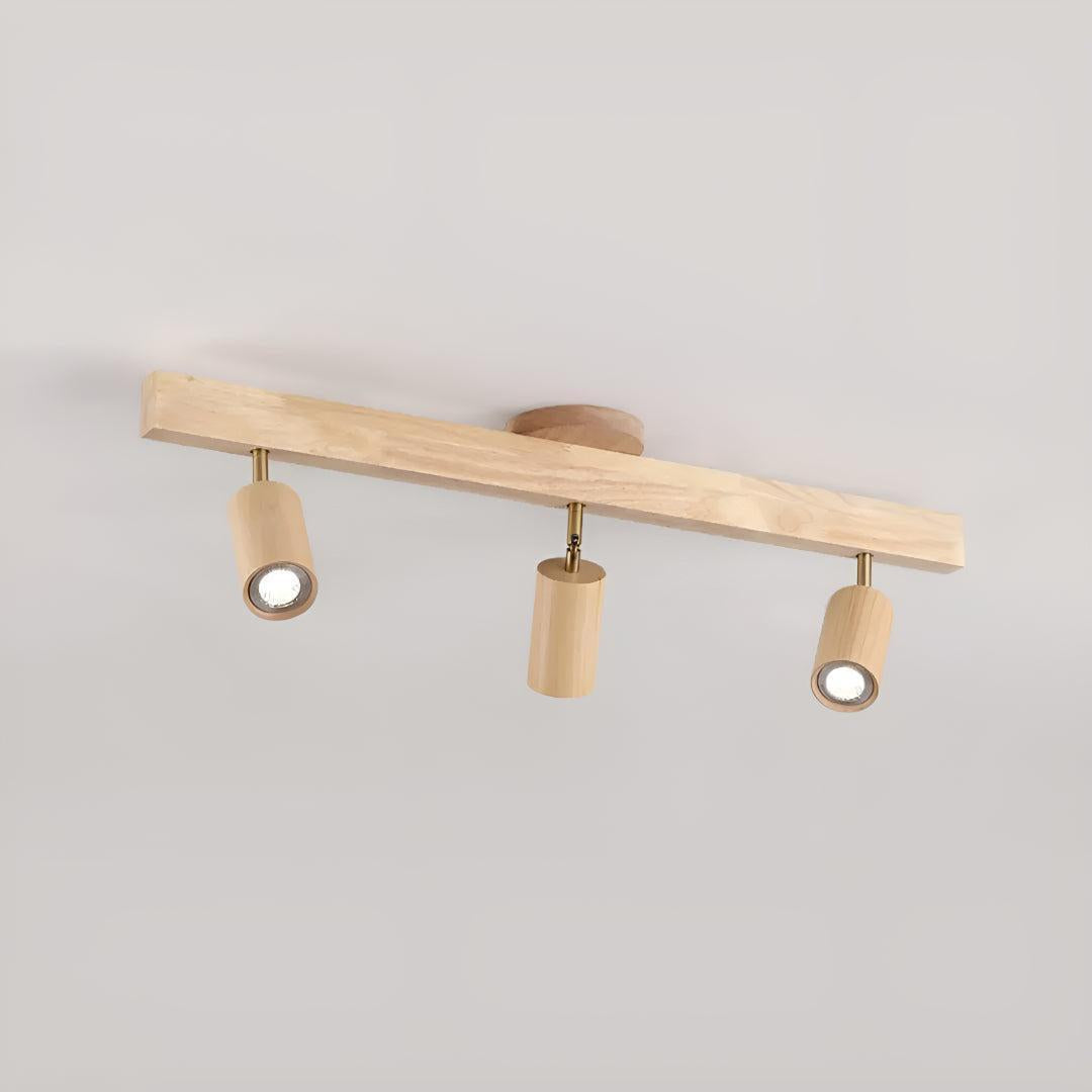Modern Wood Track Lighting Fixture With Adjustable Heads