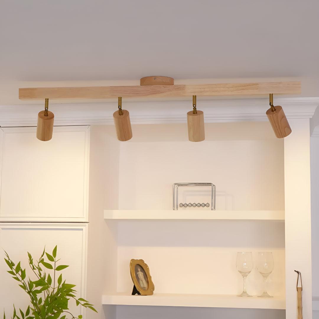 Modern Wood Track Lighting Fixture With Adjustable Heads
