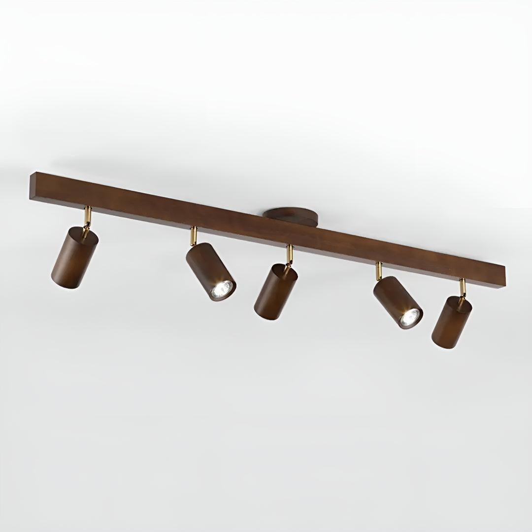 Modern Wood Track Lighting Fixture With Adjustable Heads