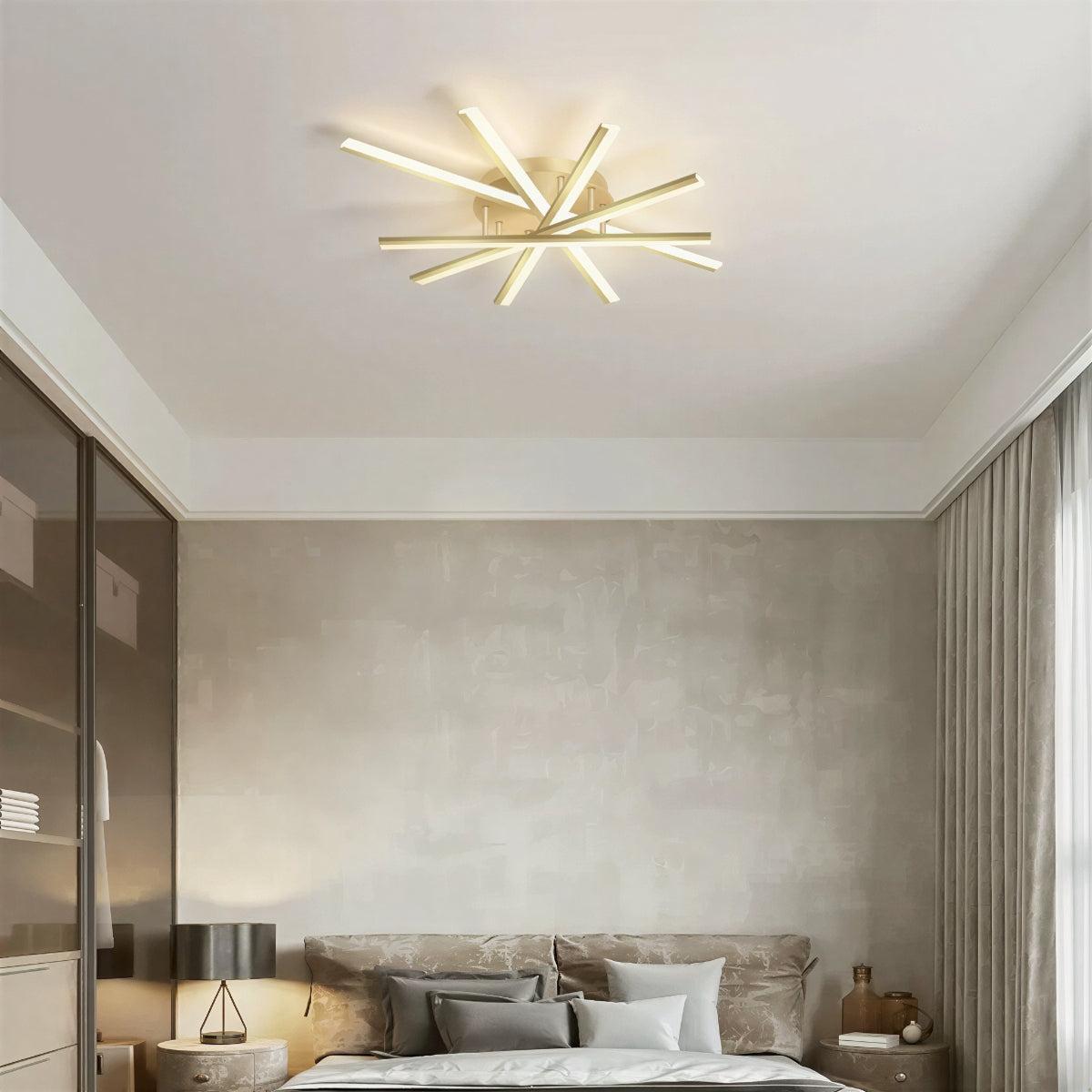 Nordic Minimalist Modern Ceiling Light Flush Mount Fixture With Starburst Design