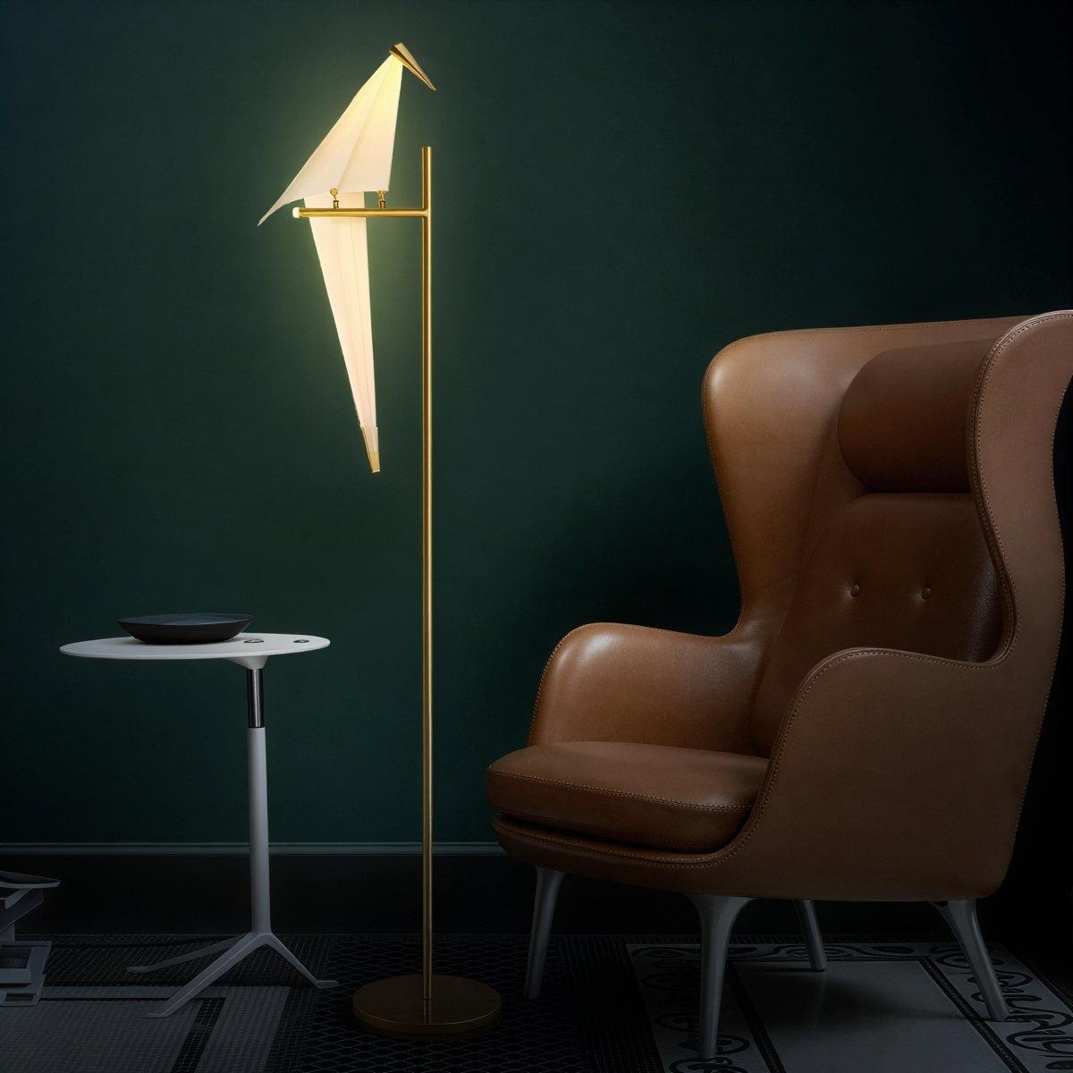 Origami Magnetic Bird Sculpture Table Lamp and Floor Lamp