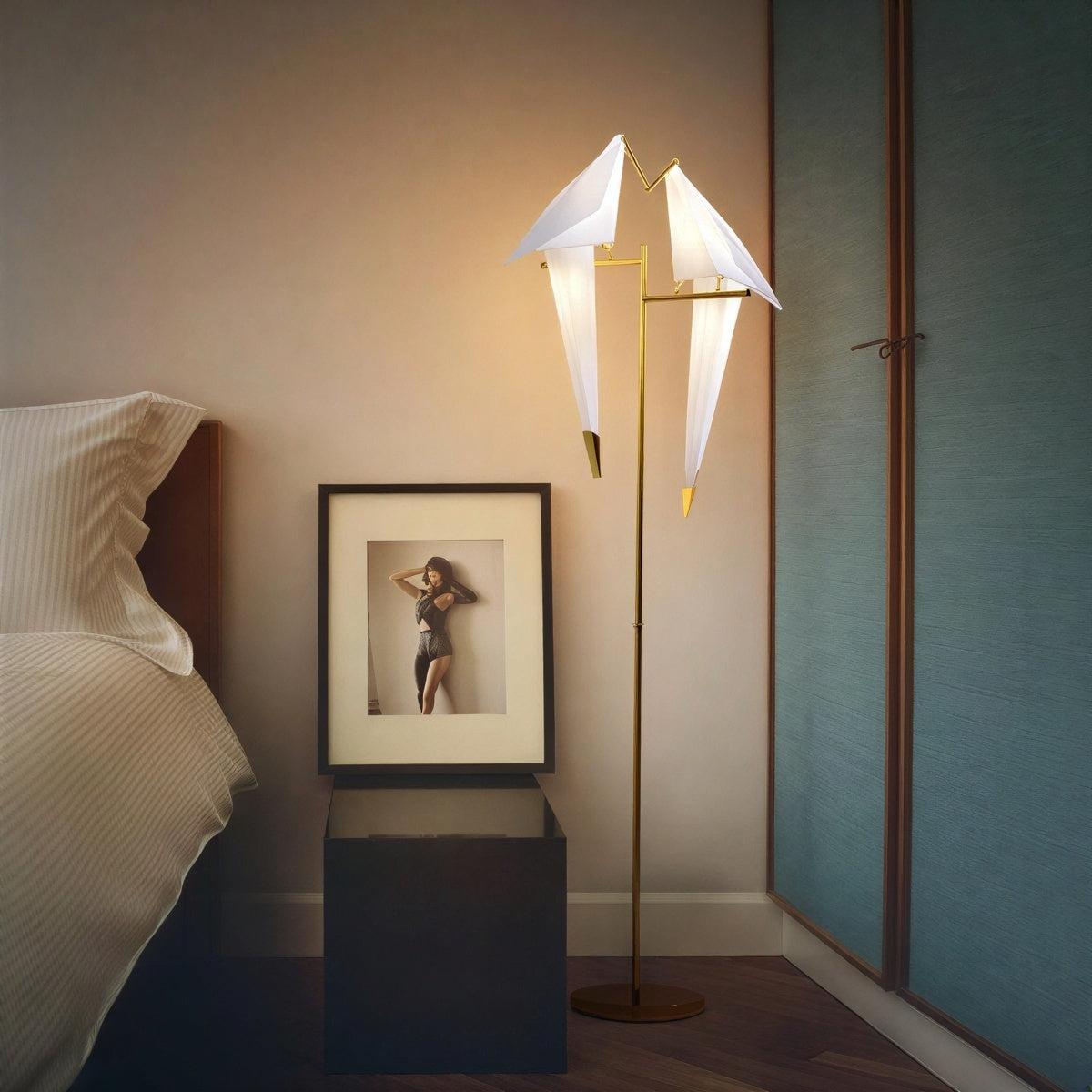 Origami Magnetic Bird Sculpture Table Lamp and Floor Lamp