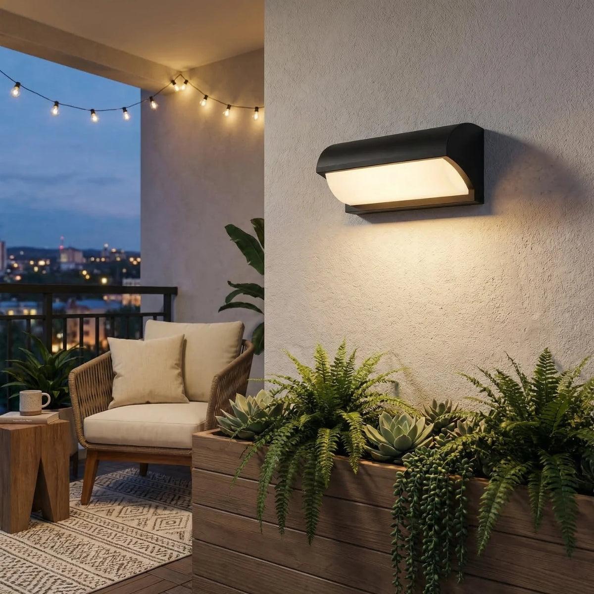 Outdoor Exterior Wall Light Fixture With Integrated Warm Glow
