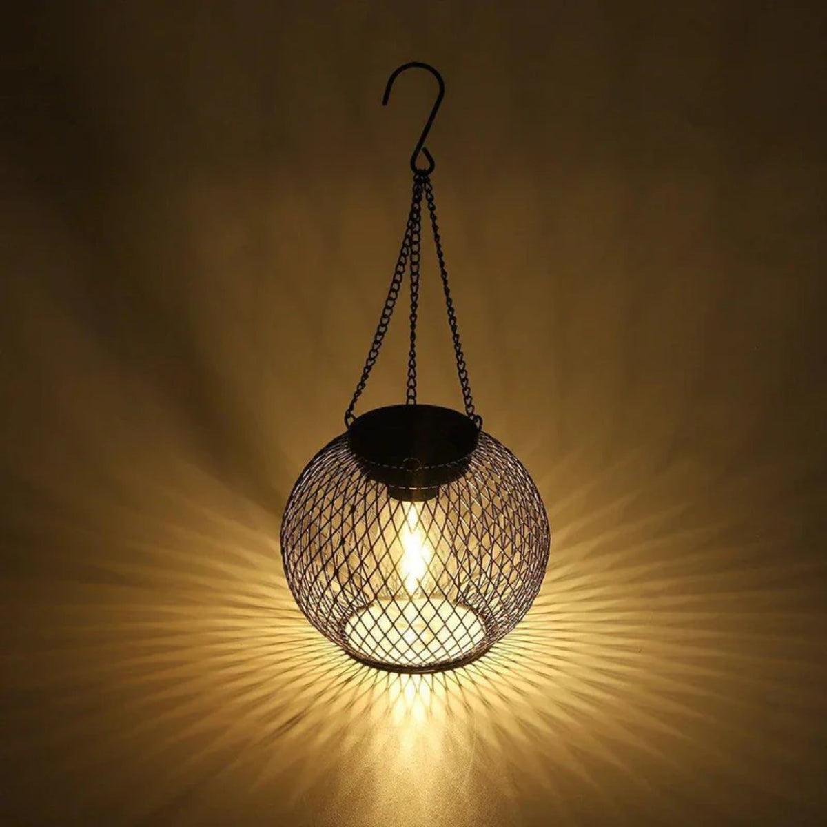 Outdoor Hanging Solar Powered Lantern With Automatic Dusk Sensor