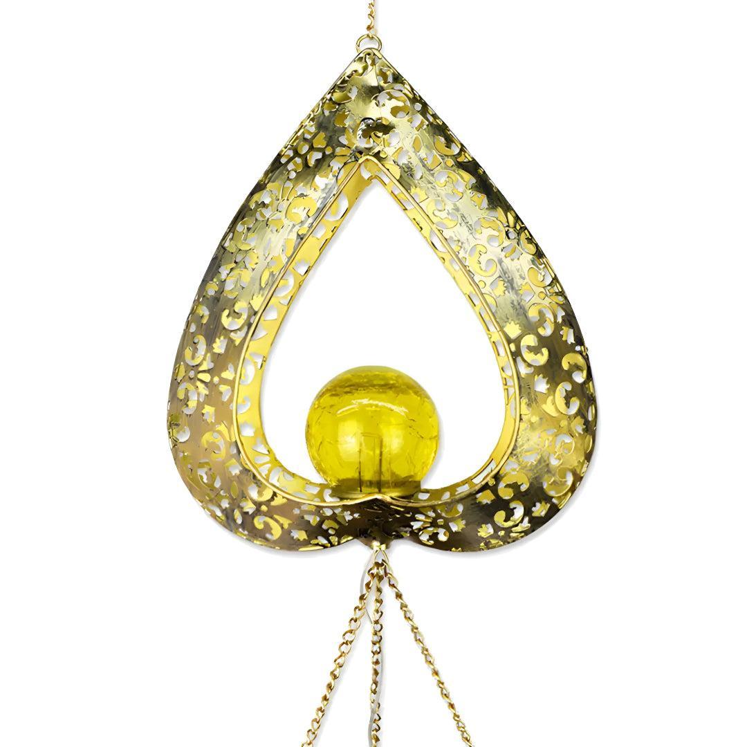 Outdoor Solar Iron Heart Wind Chime Light for Garden Decor