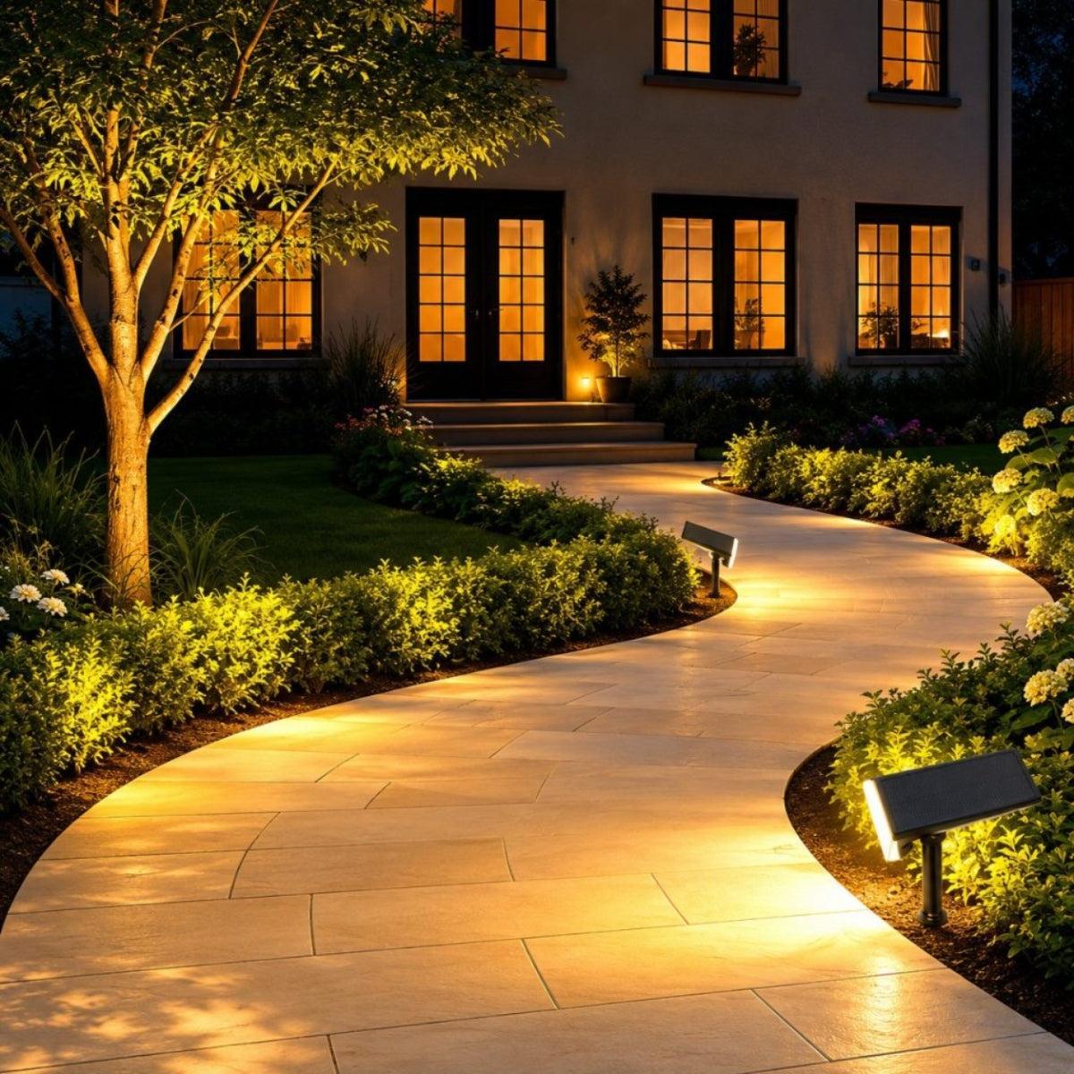 Outdoor Solar Powered Yard Garden Pathway Or Wall Light With Adjustable Spotlight