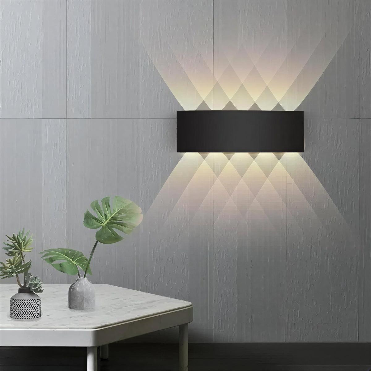 Outdoor Wall Light Sconce With Symmetrical Beams And Curved Style