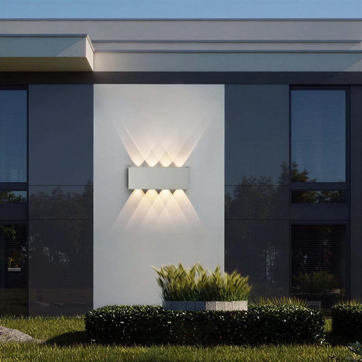 Outdoor Wall Light Sconce With Symmetrical Beams And Curved Style