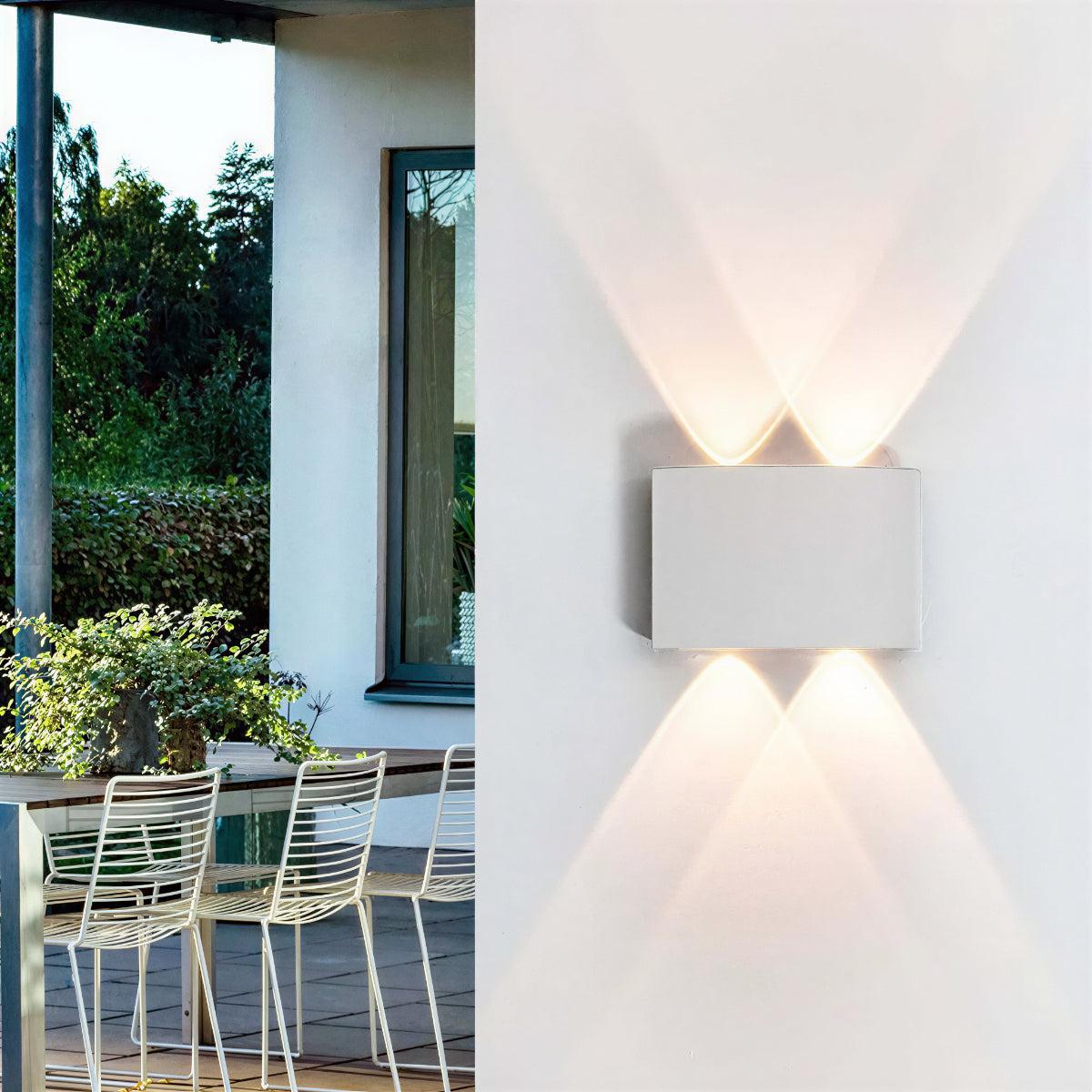 Outdoor Wall Light Sconce With Symmetrical Beams And Curved Style