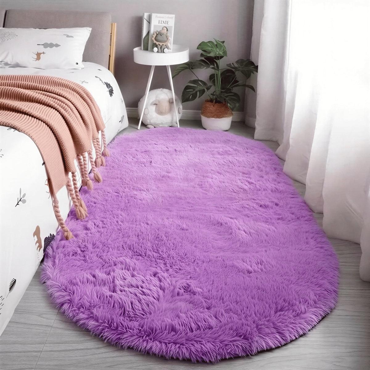 Oval Shaped Plush Carpet Rug With Non-Slip Backing