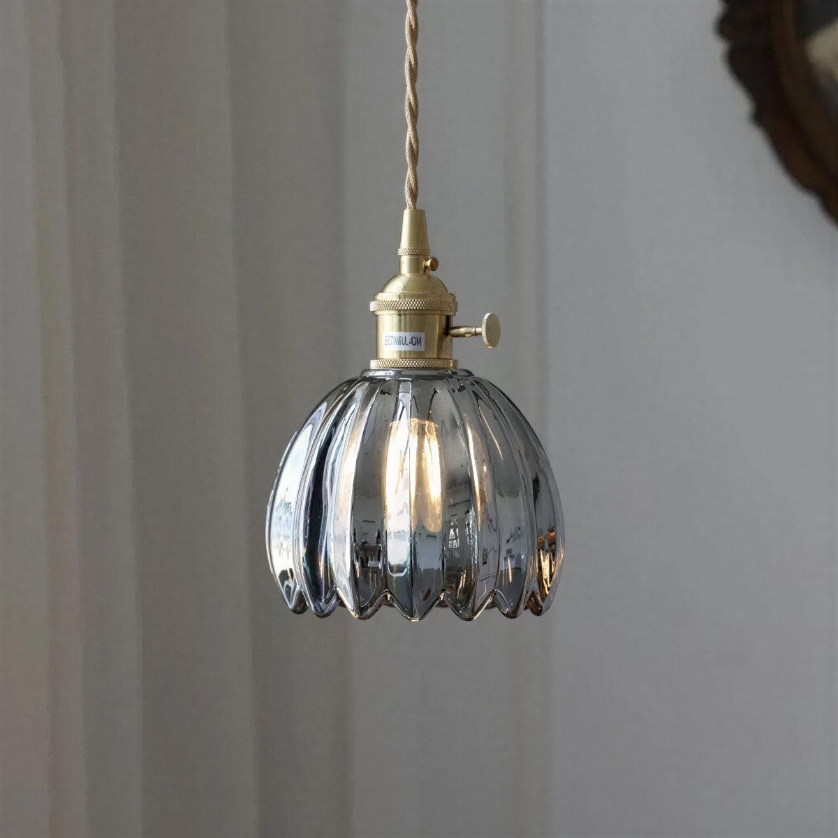 Pendant Light With Vintage Floral Shade and Ambient Glow