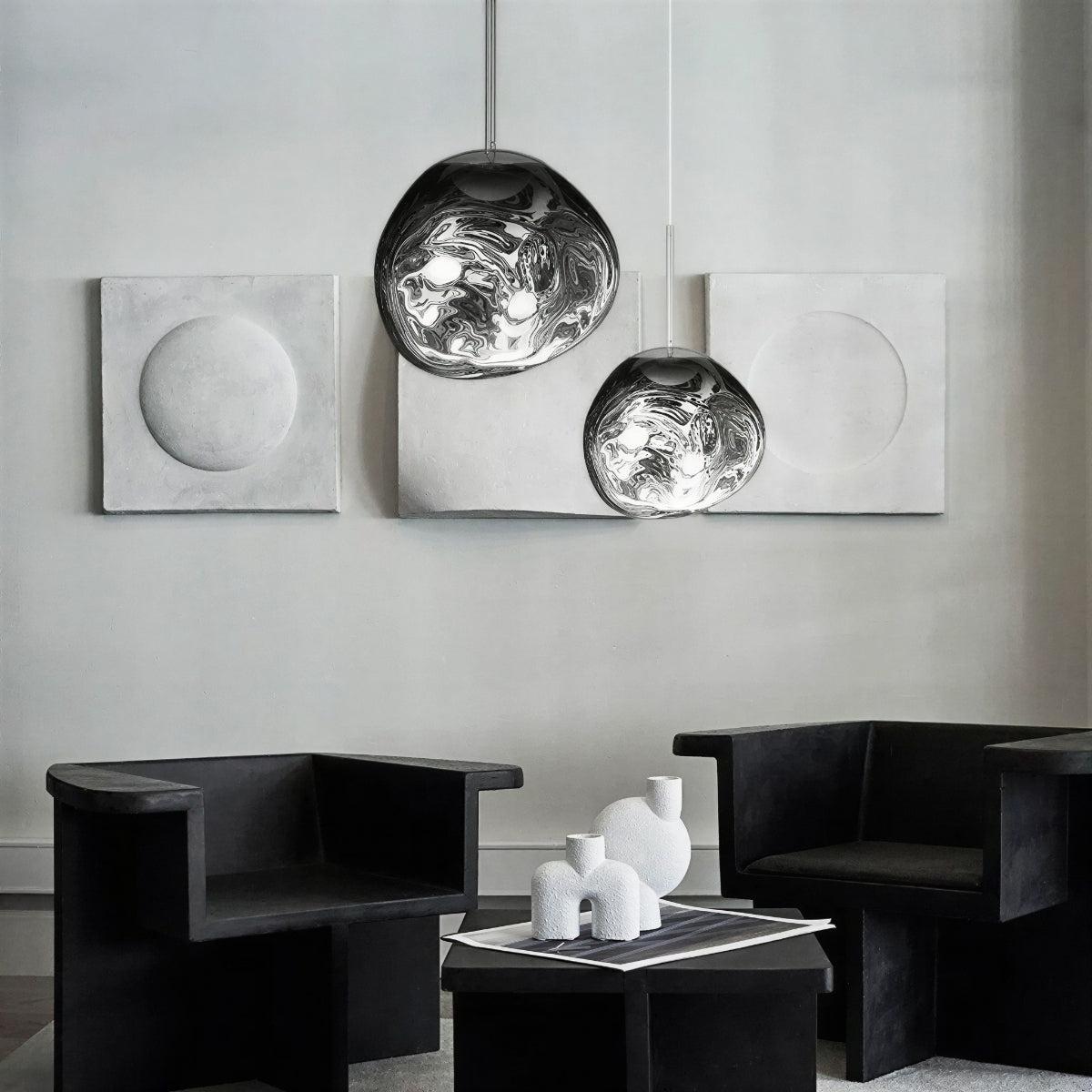 Pendant Light with Sculptural Molten Styled Shade