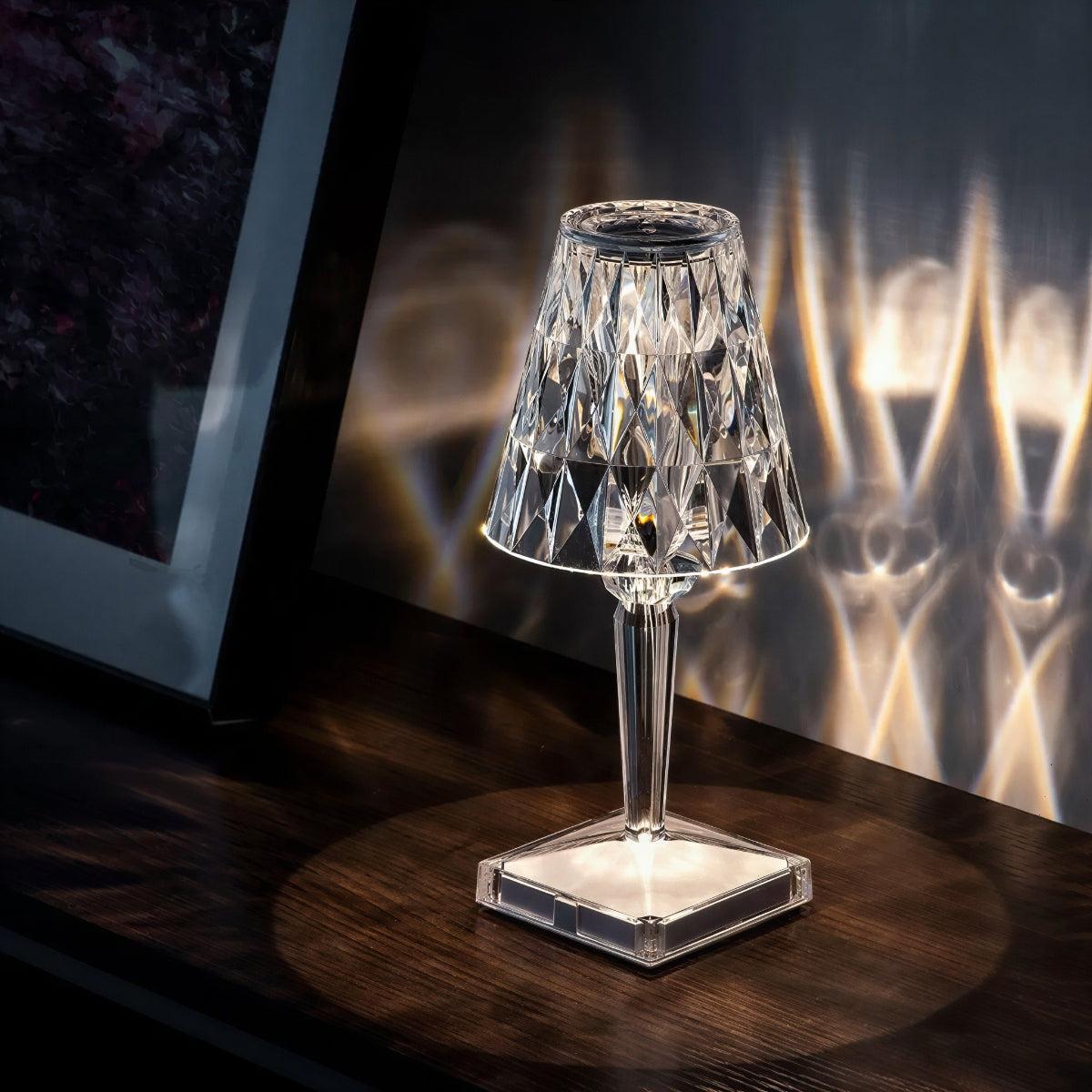 Portable Touch Control Cordless Rechargeable Table Lamp with Crystal Effect Glow