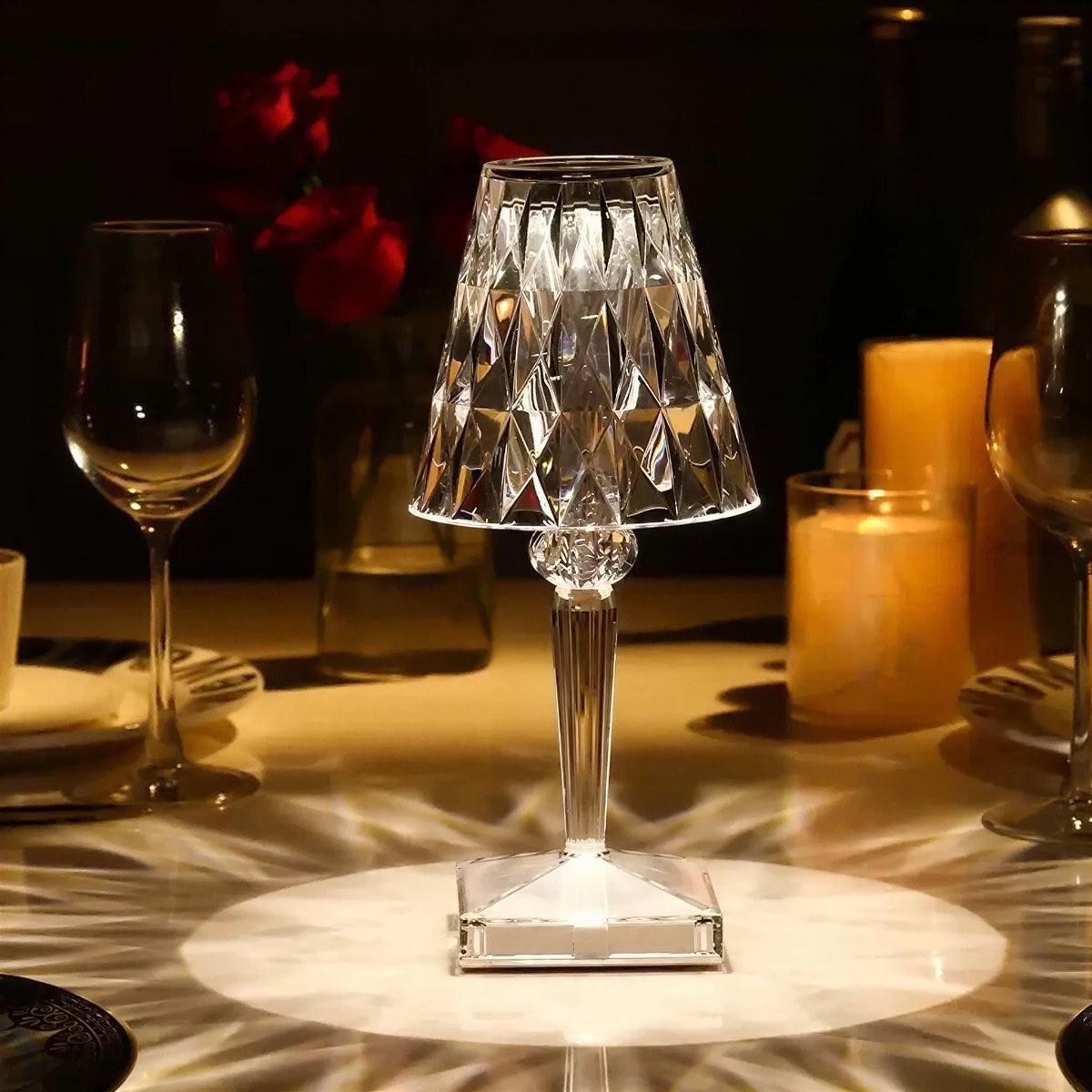 Portable Touch Control Cordless Rechargeable Table Lamp with Crystal Effect Glow