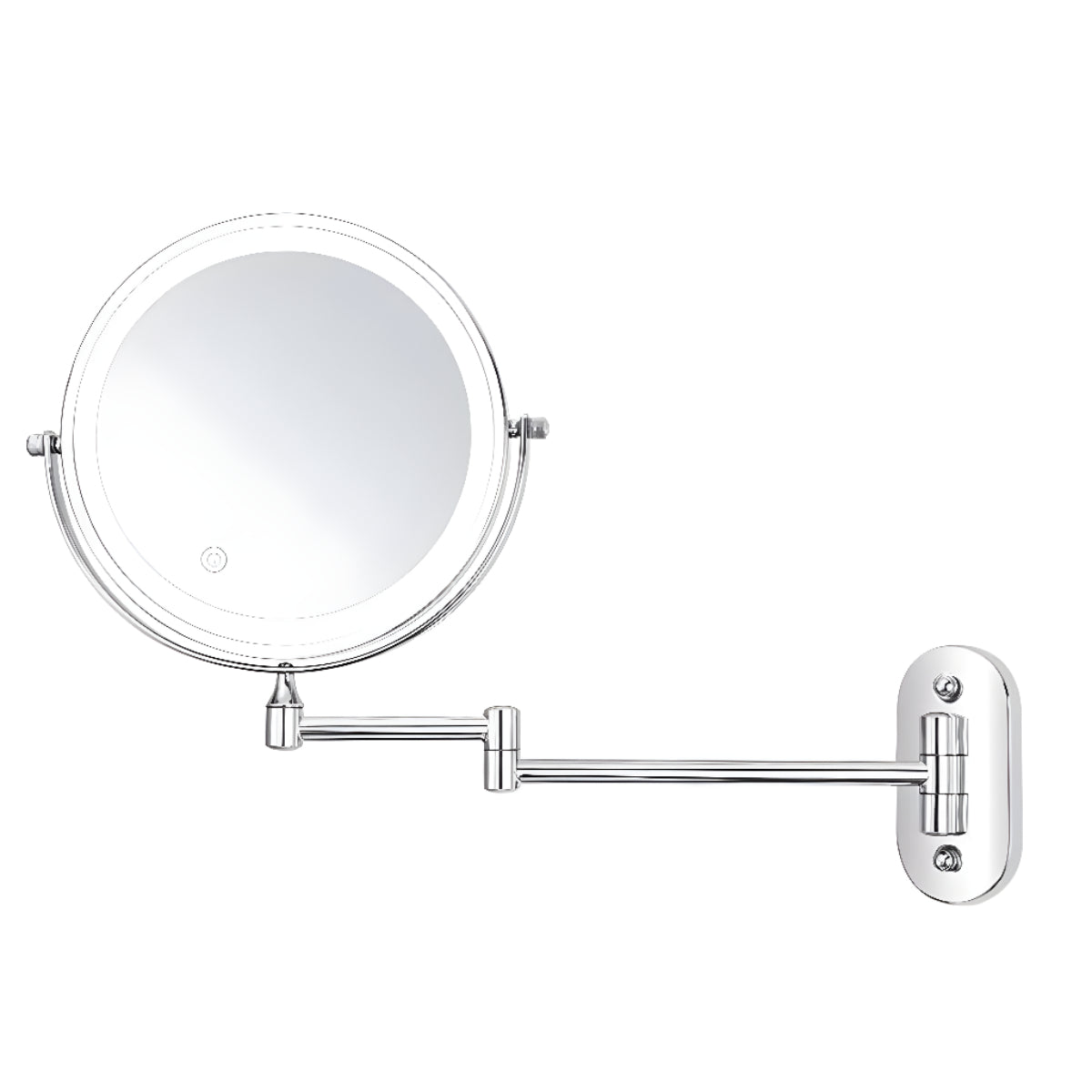 Rechargeable Bathroom Makeup Mirror with LED Magnification and Touch Control