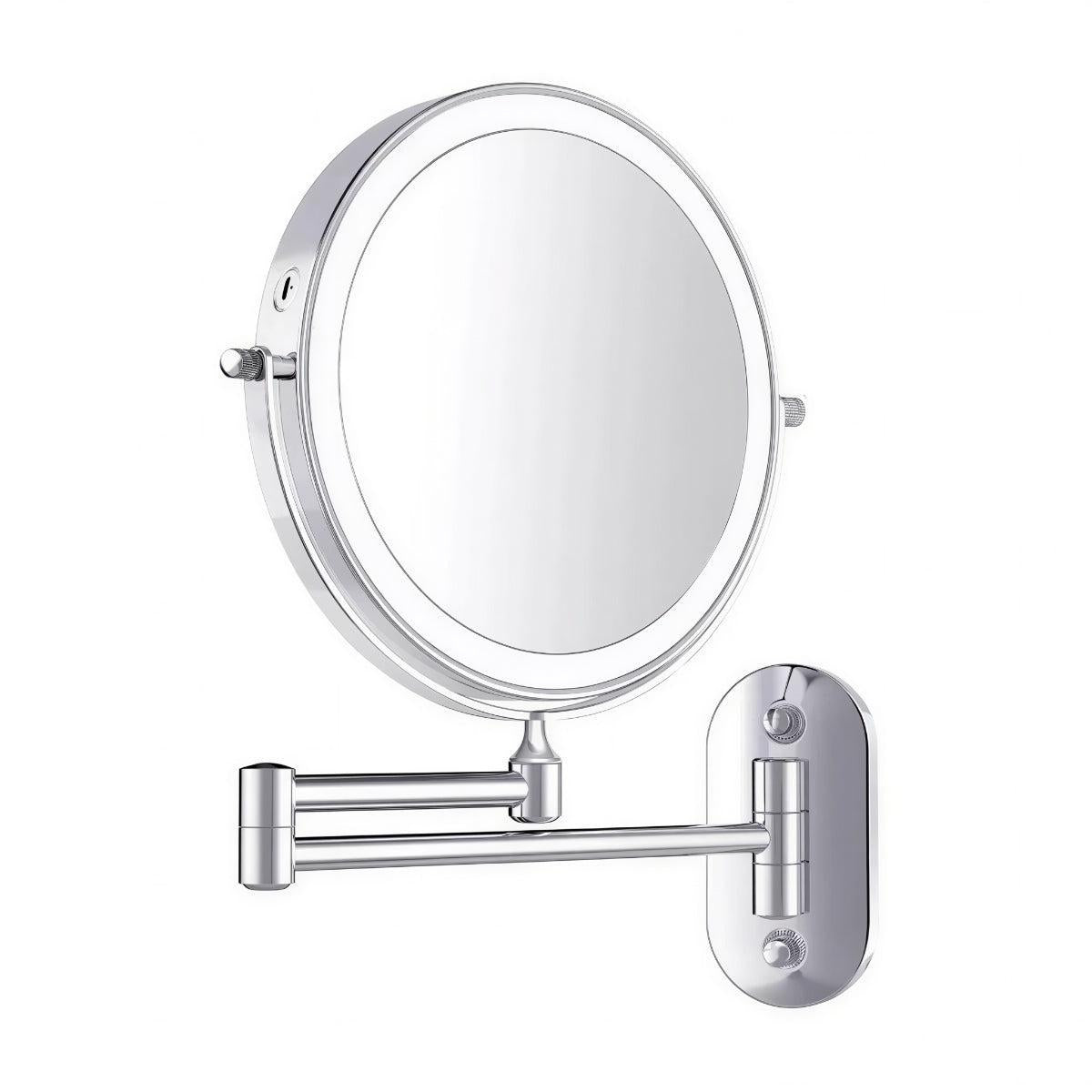Rechargeable Bathroom Makeup Mirror with LED Magnification and Touch Control