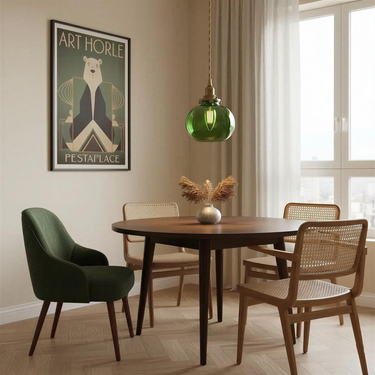 Retro Glass Globe Pendant Light with Brass Fitting