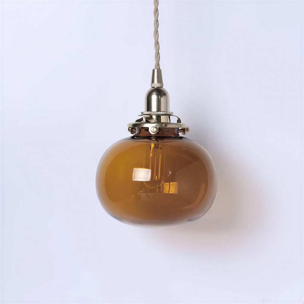 Retro Glass Globe Pendant Light with Brass Fitting