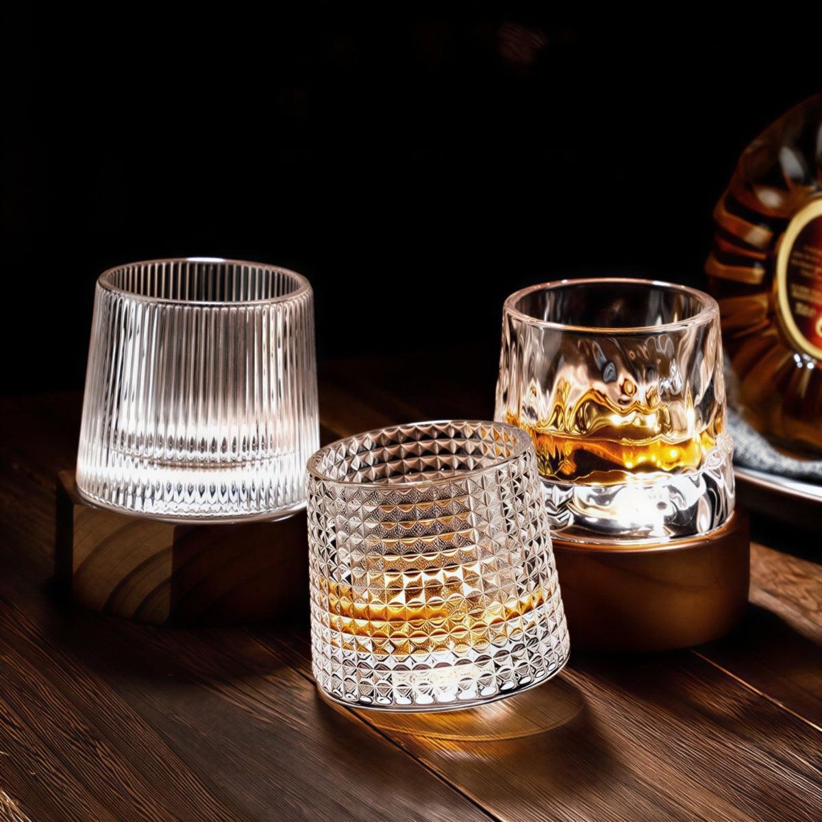 Rocking Japanese Whiskey Glass With Spinning Aerating Base