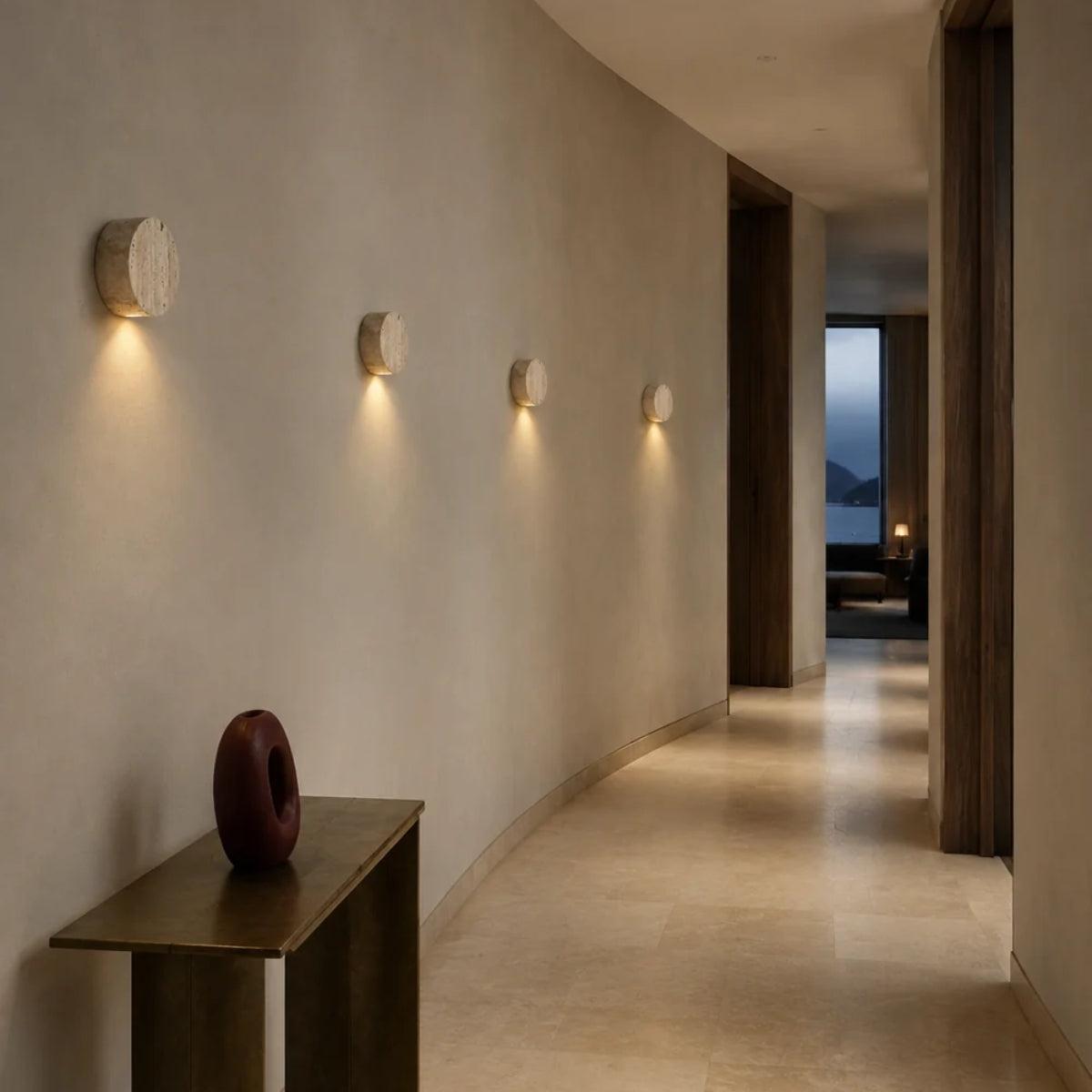 Round Stone Wall Sconce Lighting Fixture With Minimalist Design