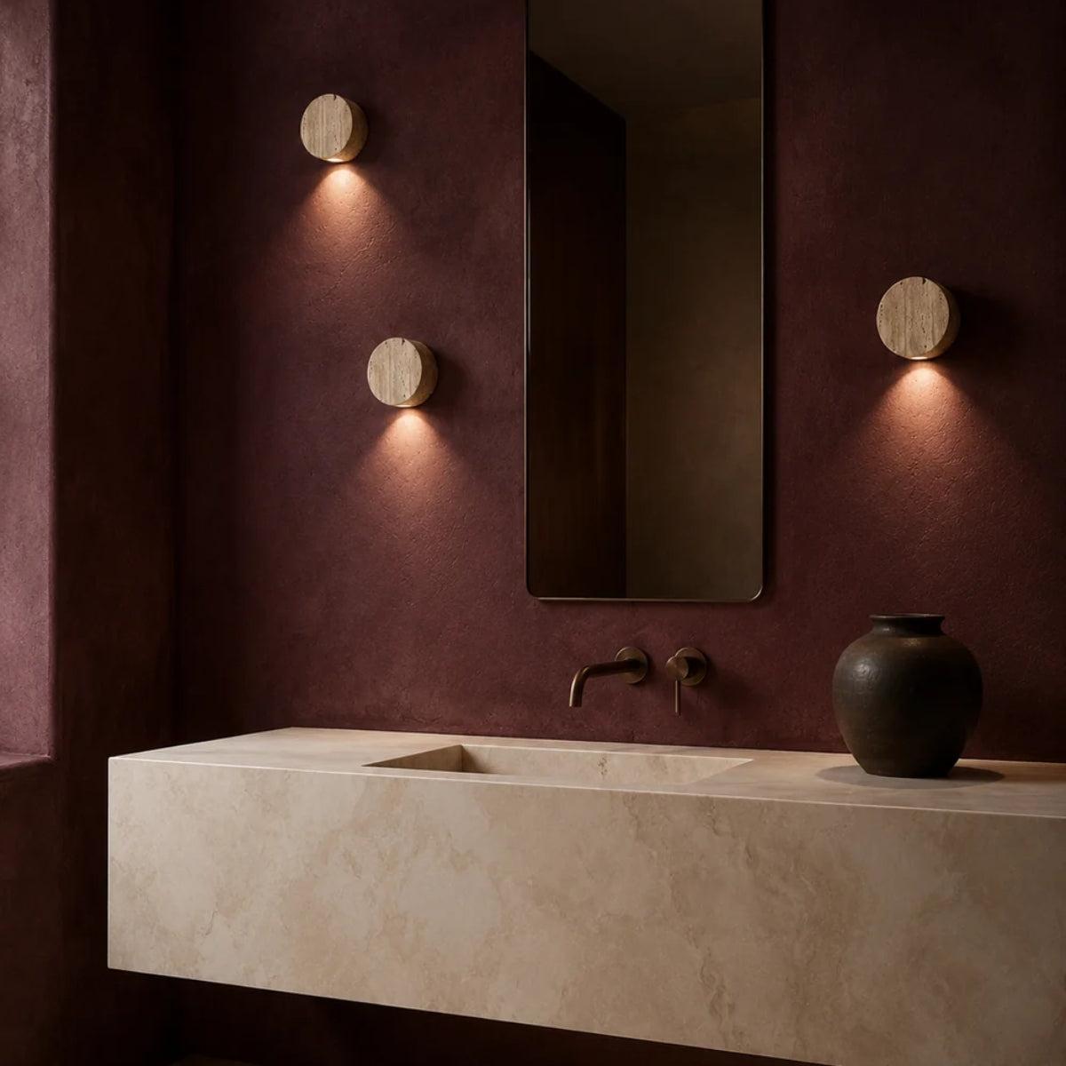 Round Stone Wall Sconce Lighting Fixture With Minimalist Design
