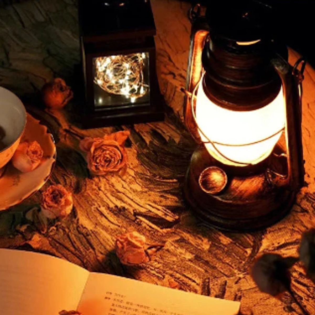 Rustic Vintage Lantern With Wild West Cordless Rechargeable Design