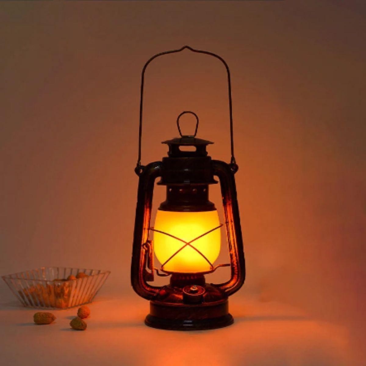 Rustic Vintage Lantern With Wild West Cordless Rechargeable Design