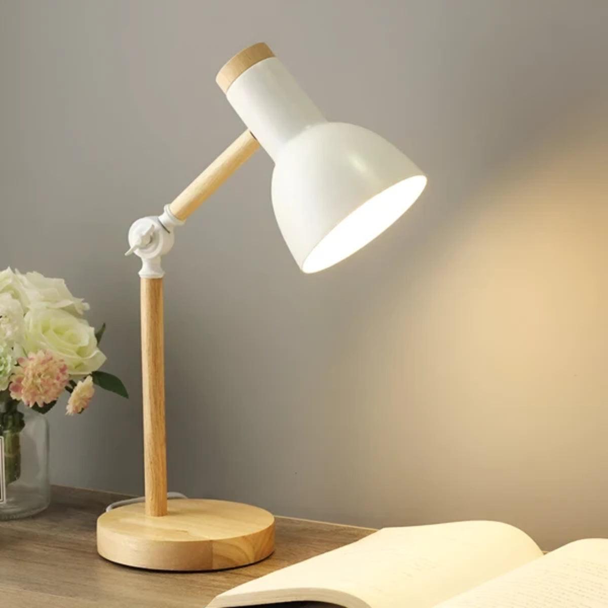 Scandinavian Wooden Table Lamp With Warm Glow And Adjustable Arm