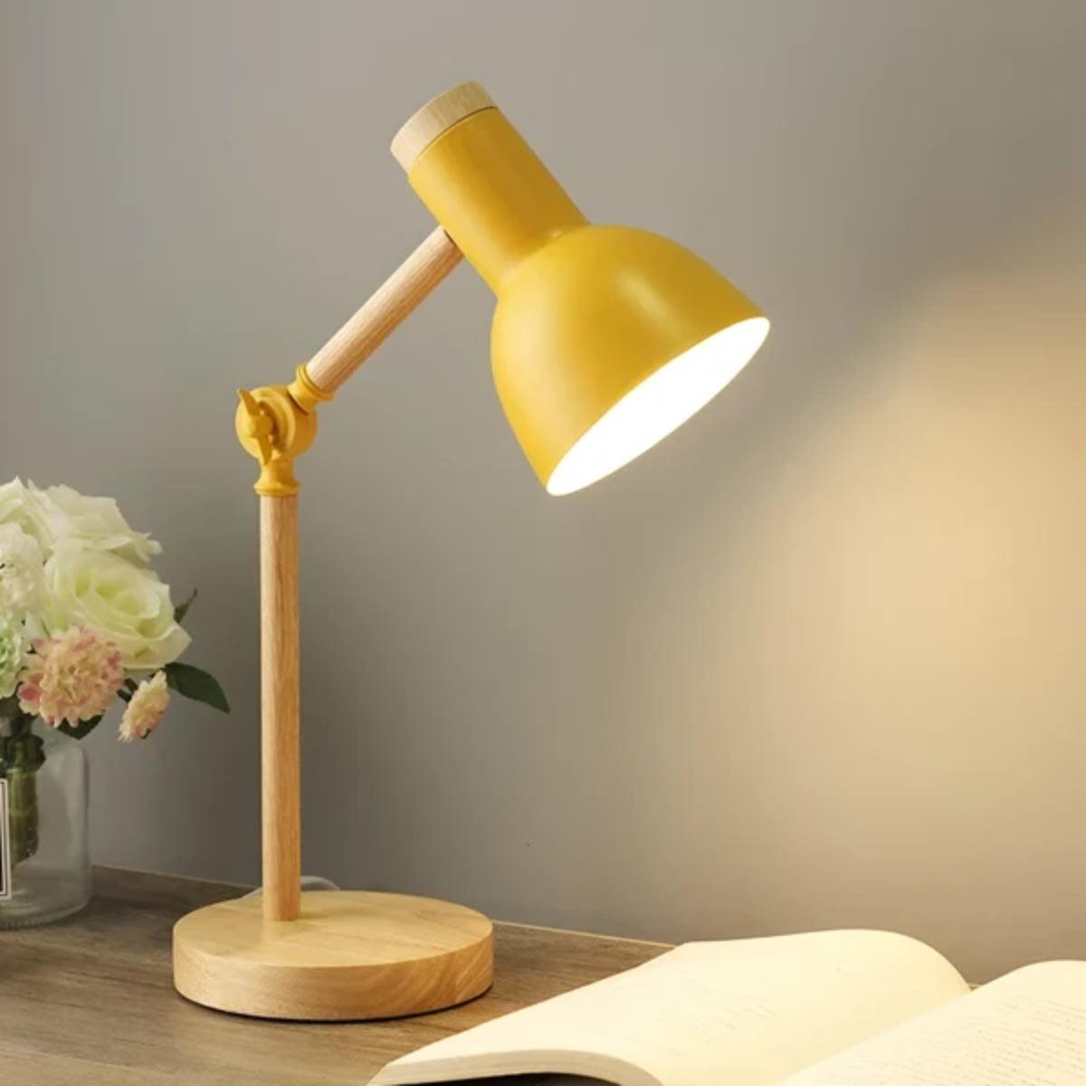 Scandinavian Wooden Table Lamp With Warm Glow And Adjustable Arm