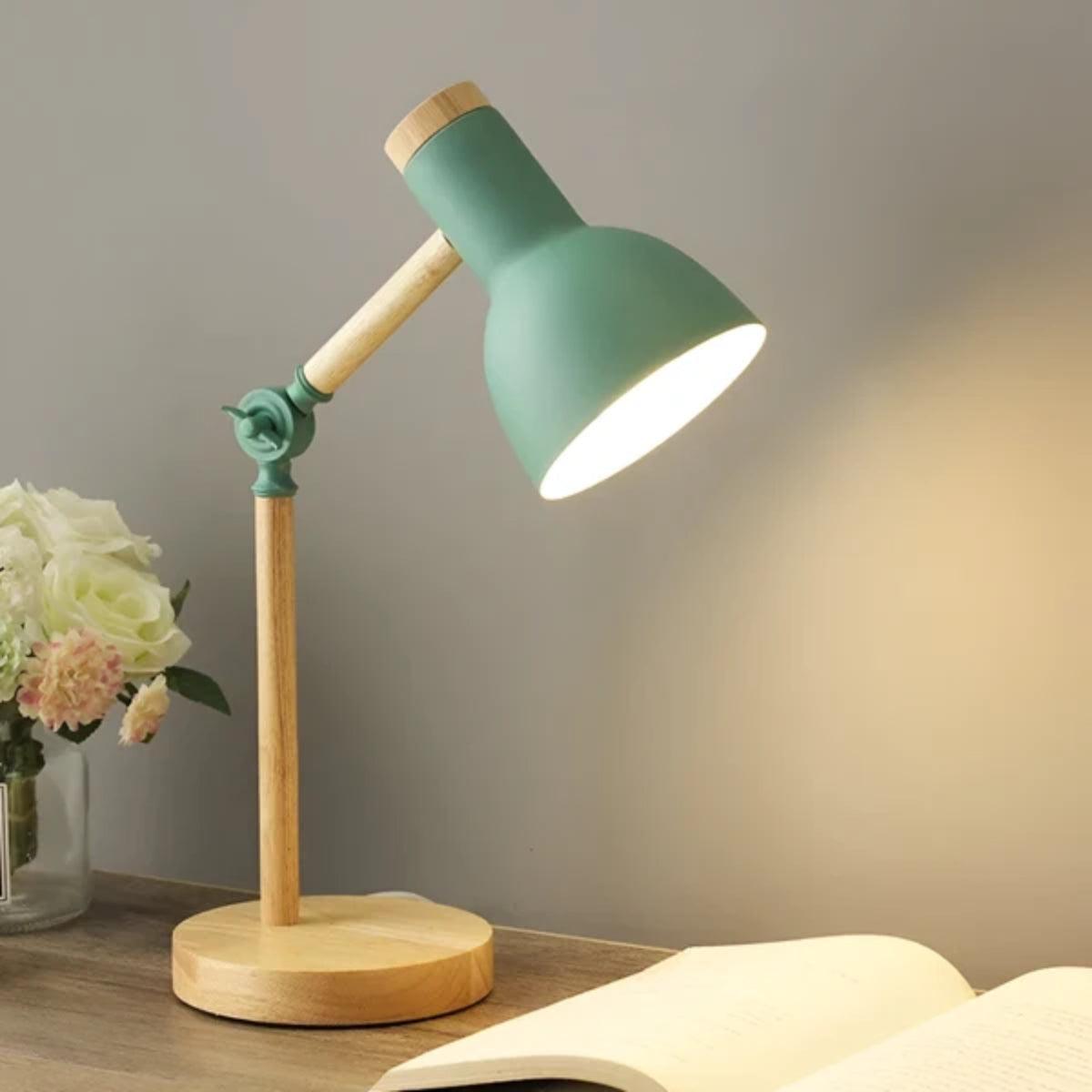 Scandinavian Wooden Table Lamp With Warm Glow And Adjustable Arm