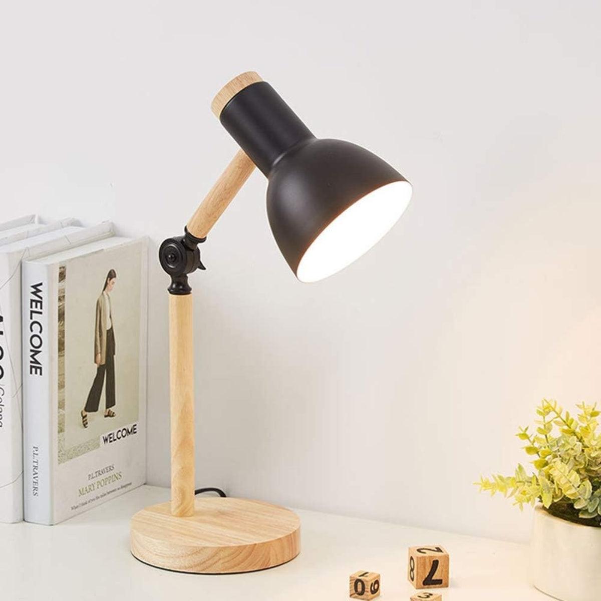Scandinavian Wooden Table Lamp With Warm Glow And Adjustable Arm