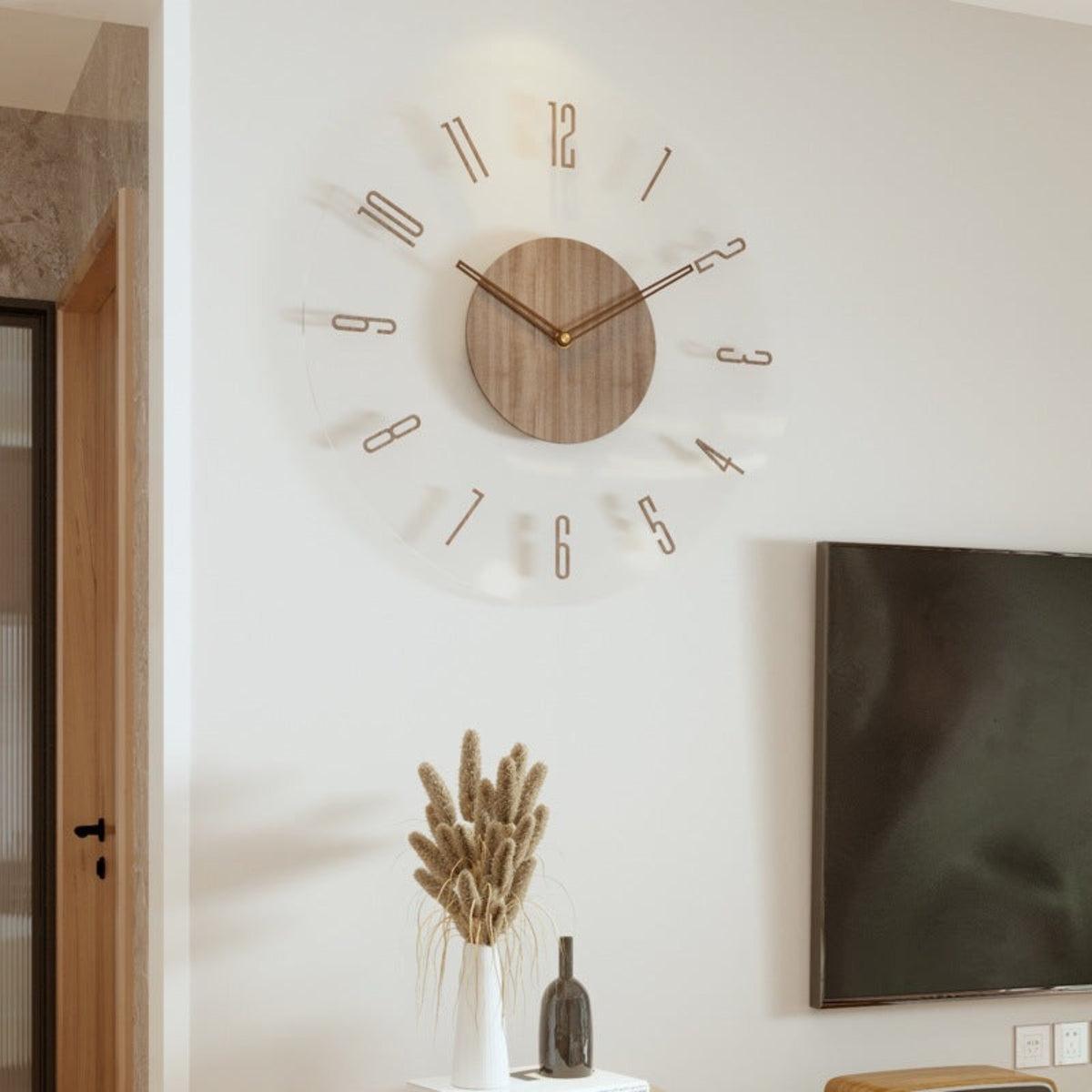 Silent Mid Century Nordic Wall Clock For Contemporary Interior Decor