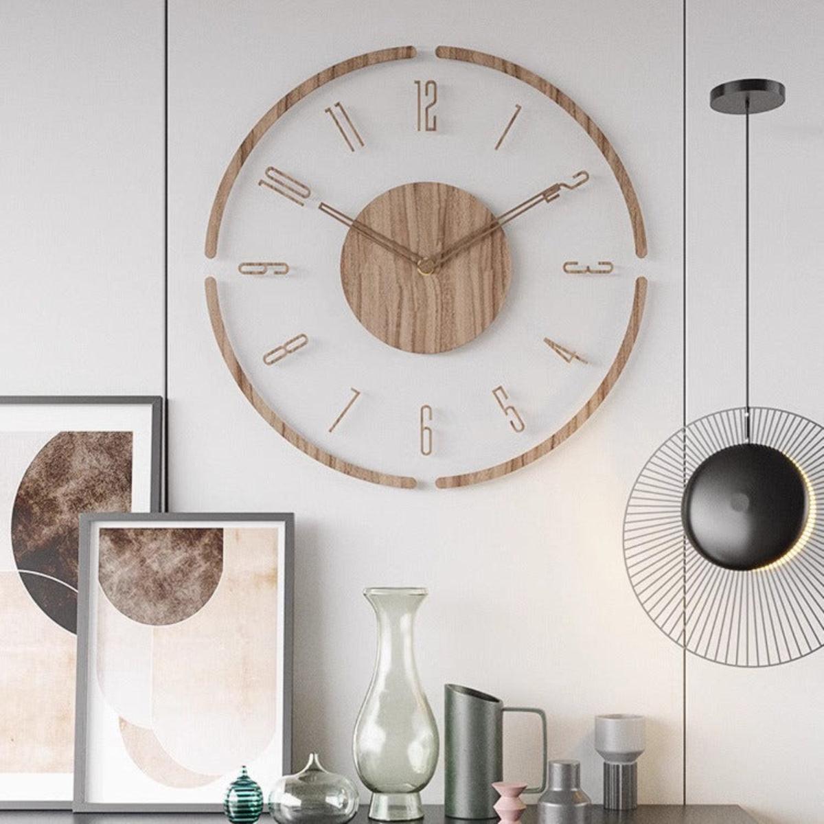 Silent Mid Century Nordic Wall Clock For Contemporary Interior Decor