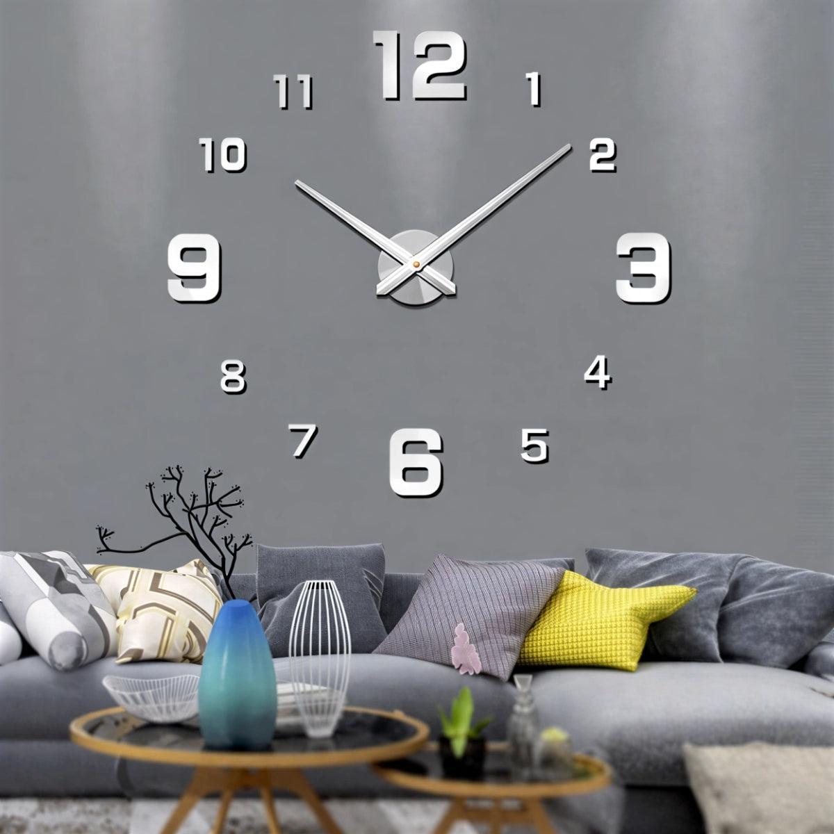 Silent Wall Clock With Frameless Contemporary 3D Numerical Design