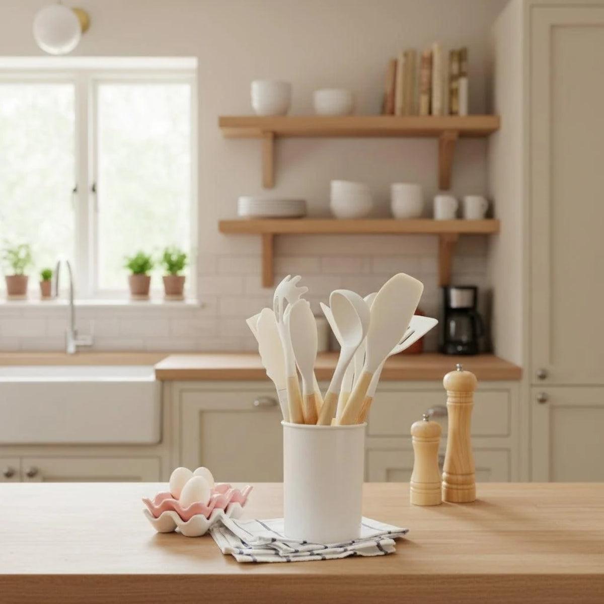 Silicone Kitchen Cooking Utensils Set With Spatulas Ladles Tongs Turner And Whisk