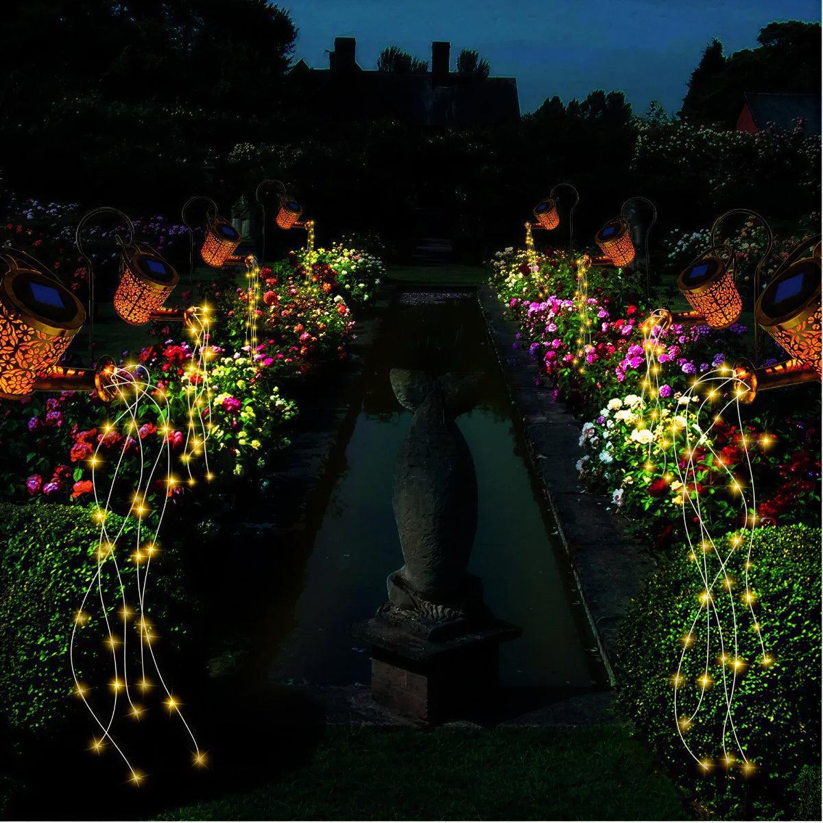 Solar Powered Garden Light With Cascading Watering Can Style